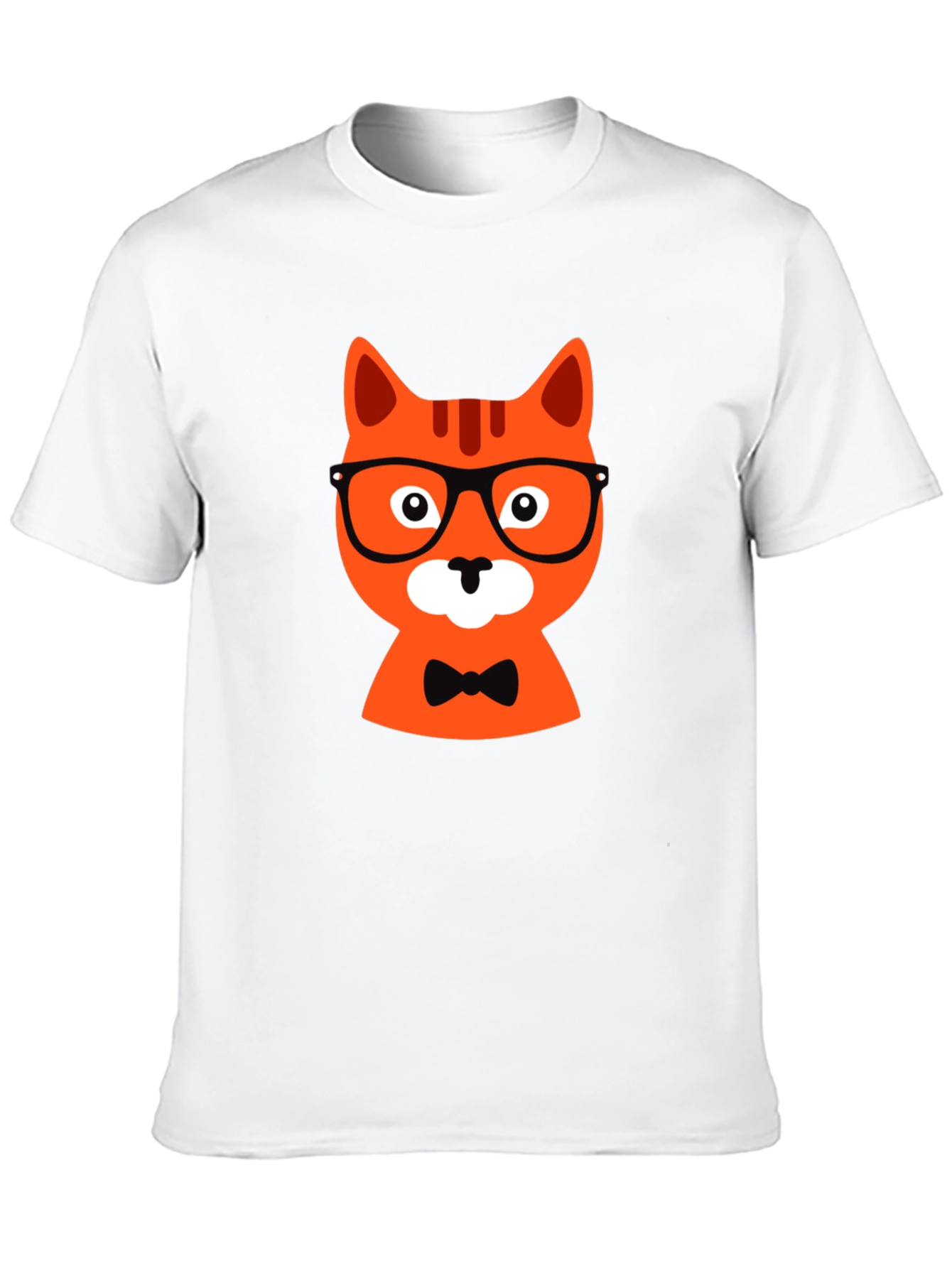 Black T-Shirt with Hipster Cat Graphic
