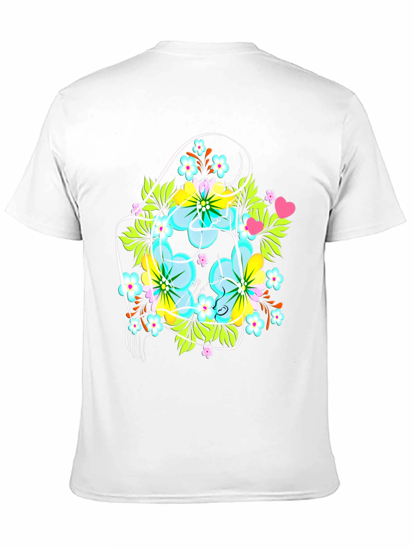 Floral Graphic Tee: Mens Black Crew Neck T-Shirt