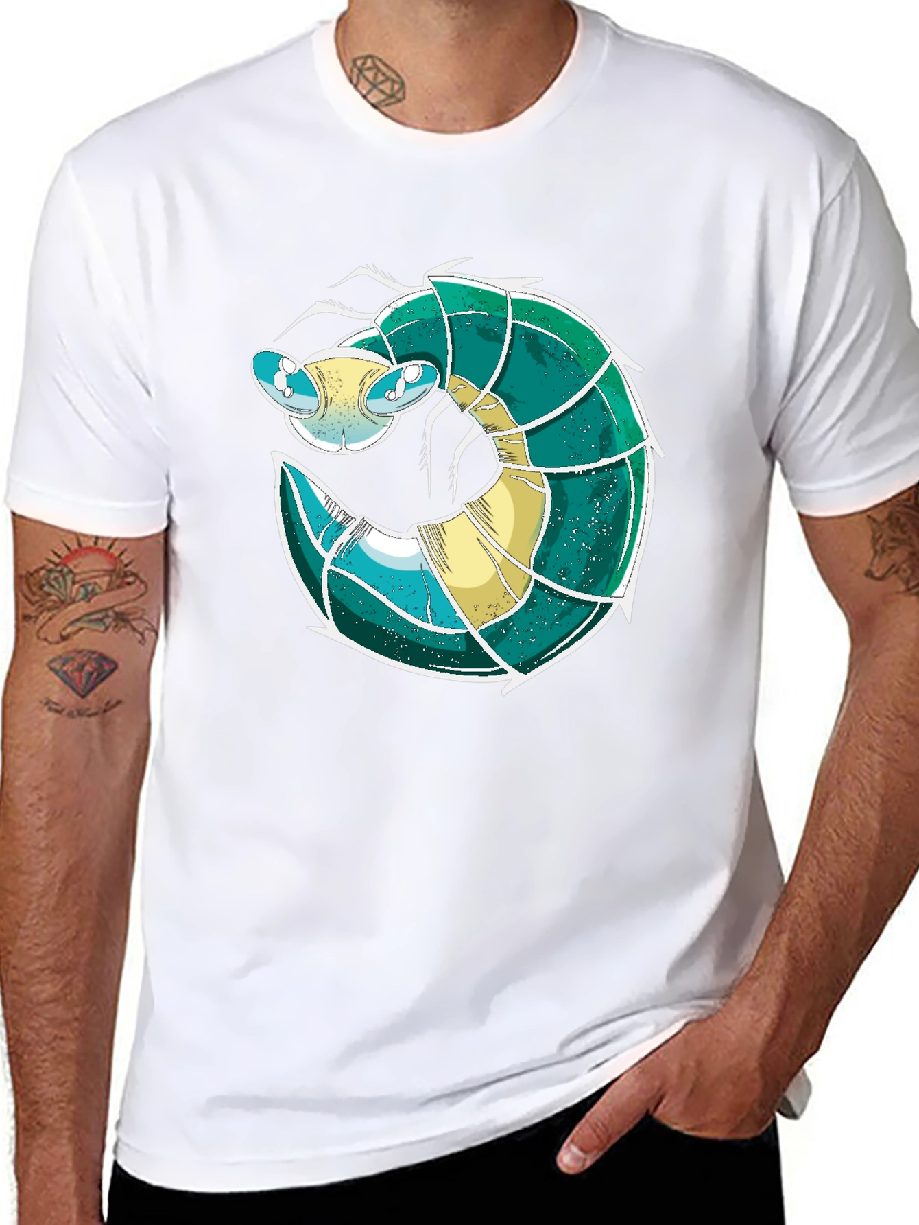 Cool Shrimp Design Black T-Shirt