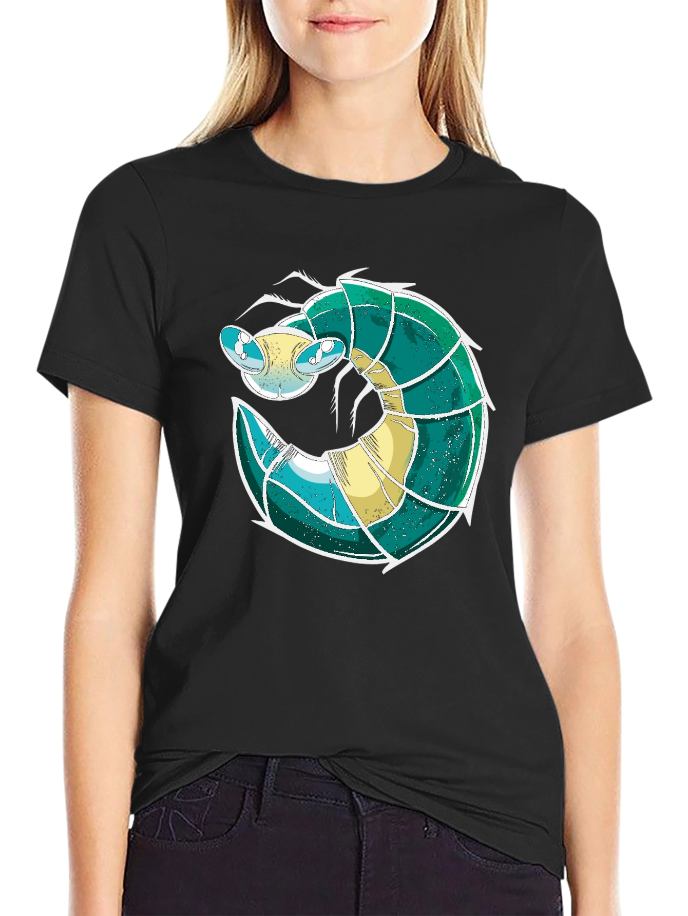 Cool Shrimp Design Black T-Shirt