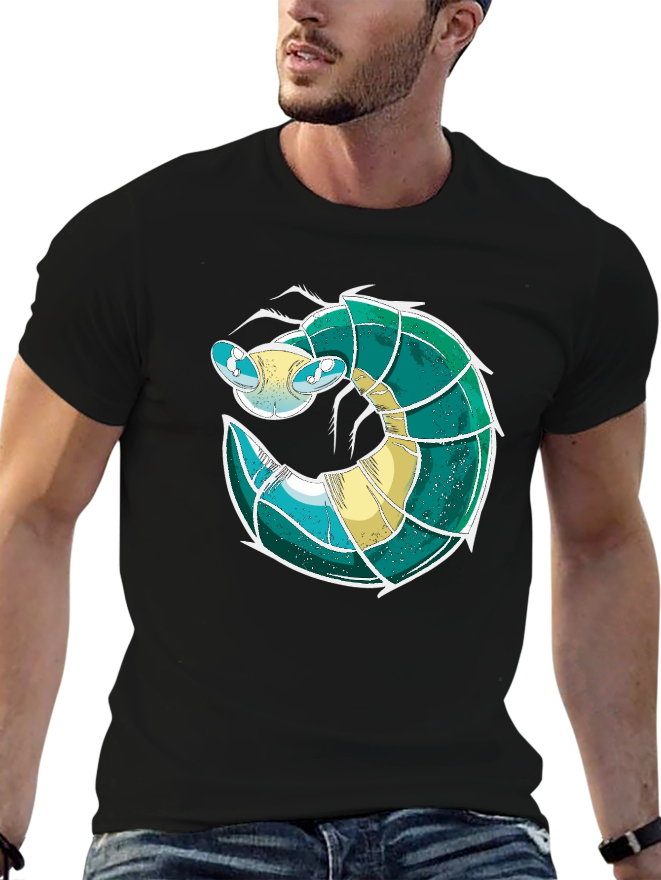 Cool Shrimp Design Black T-Shirt