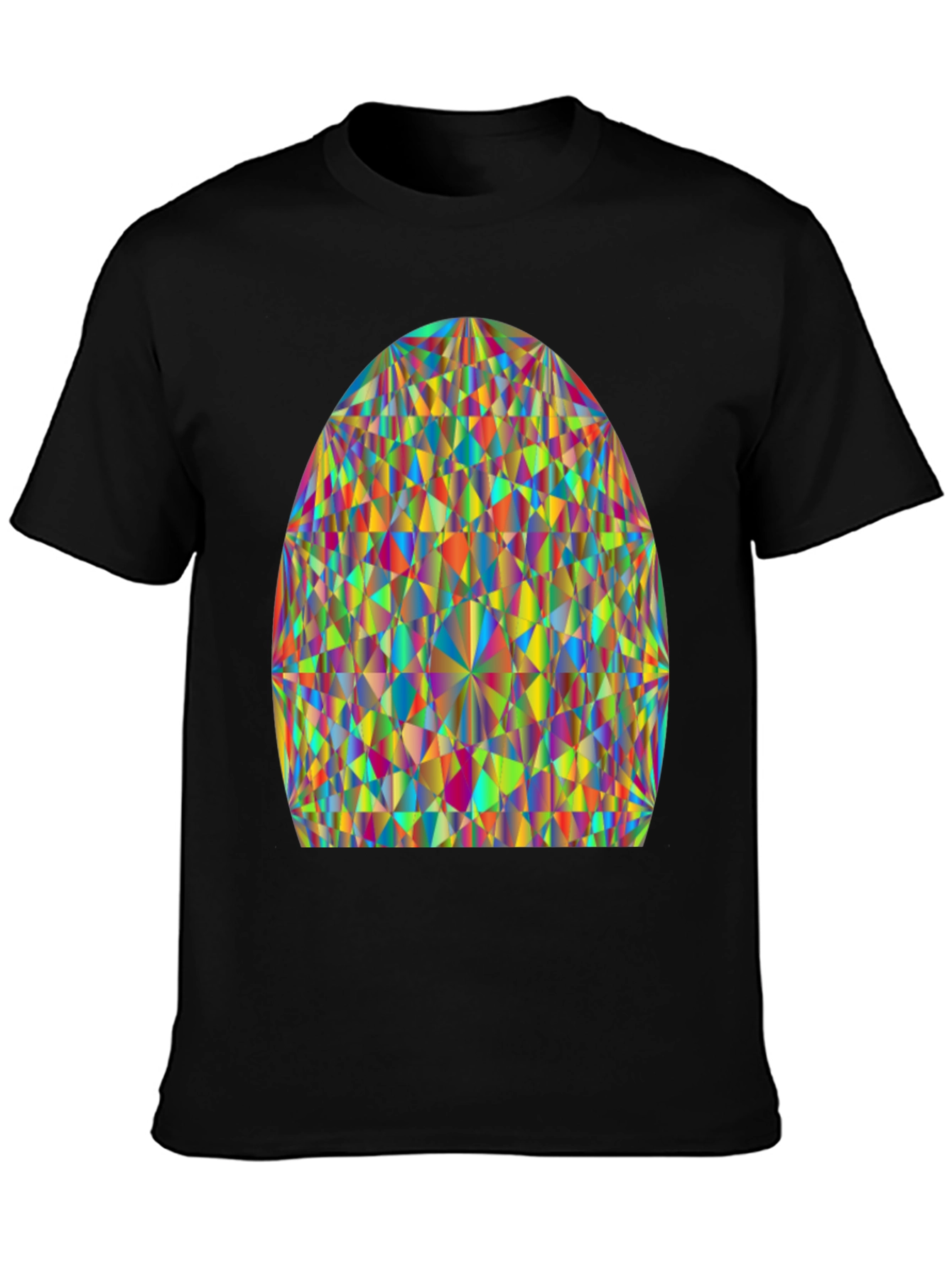 Prism Pattern Black Tee - Geometric Art Shirt