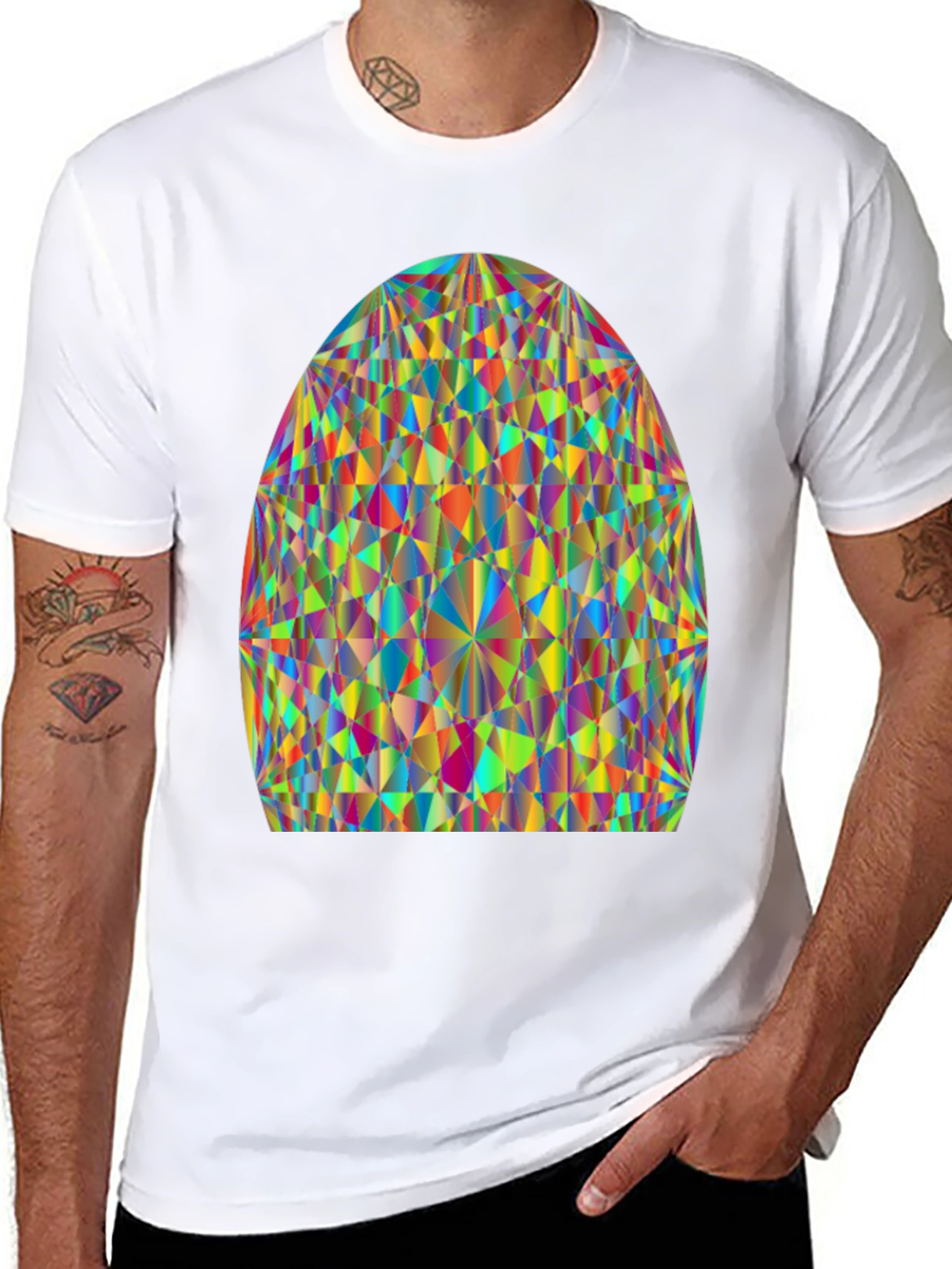 Prism Pattern Black Tee - Geometric Art Shirt
