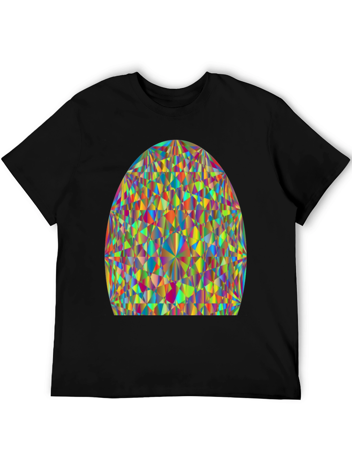 Prism Pattern Black Tee - Geometric Art Shirt