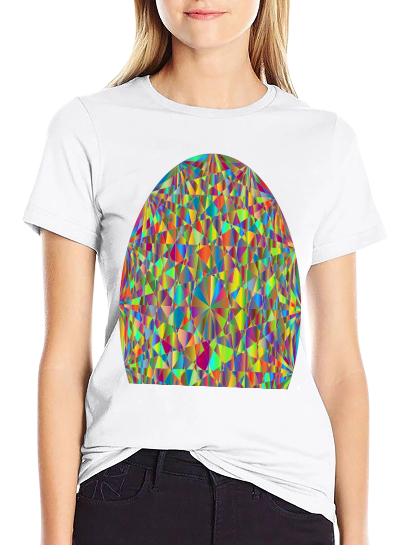 Prism Pattern Black Tee - Geometric Art Shirt