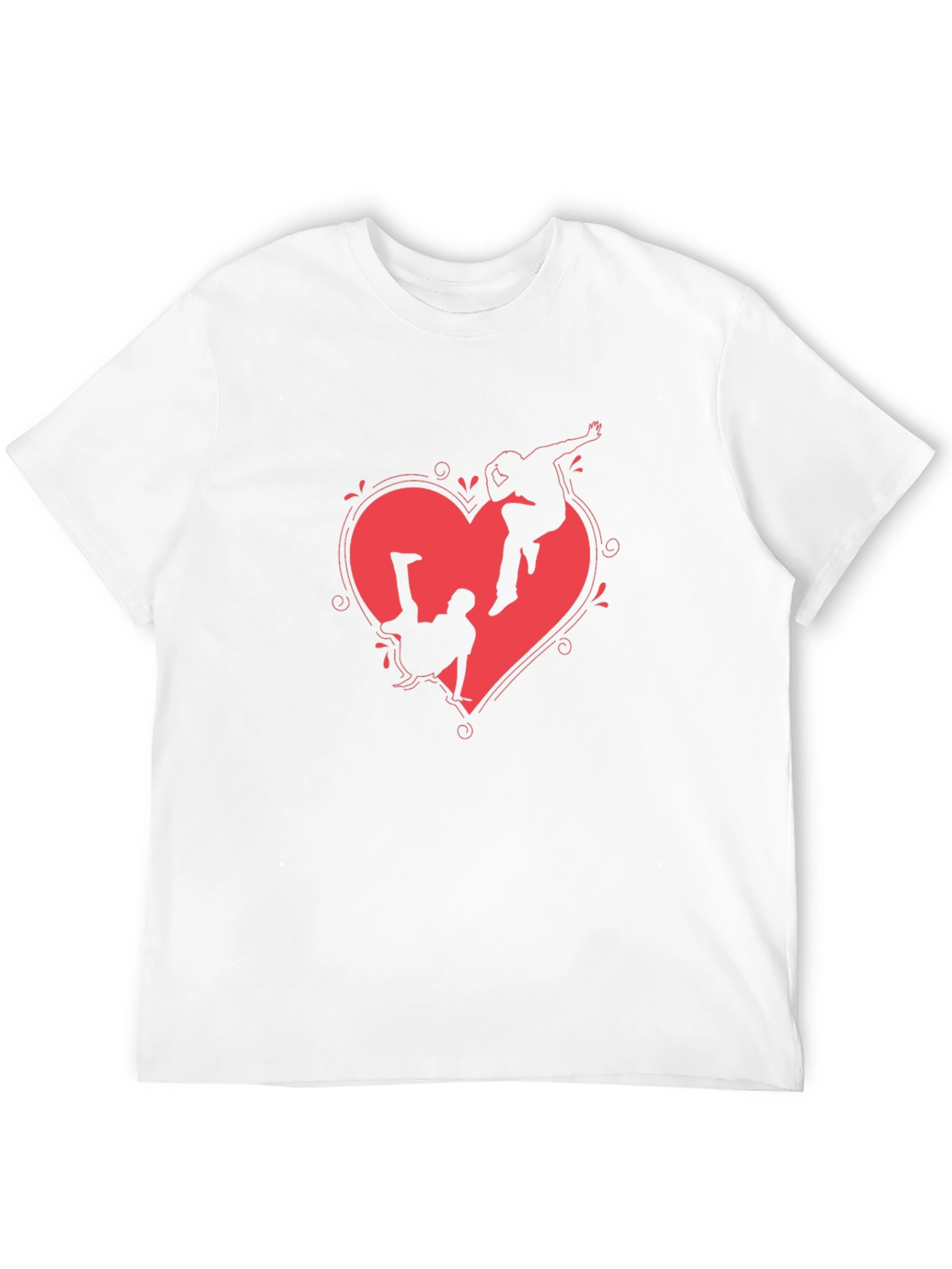 Heart Breakdance Graphic Tee - Black Crewneck T-Shirt