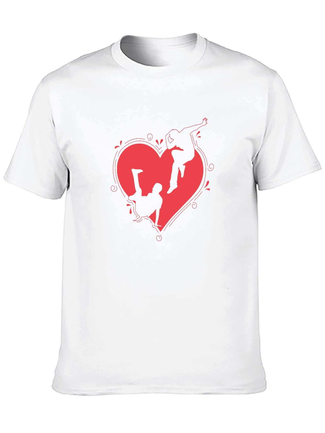 Heart Breakdance Graphic Tee - Black Crewneck T-Shirt