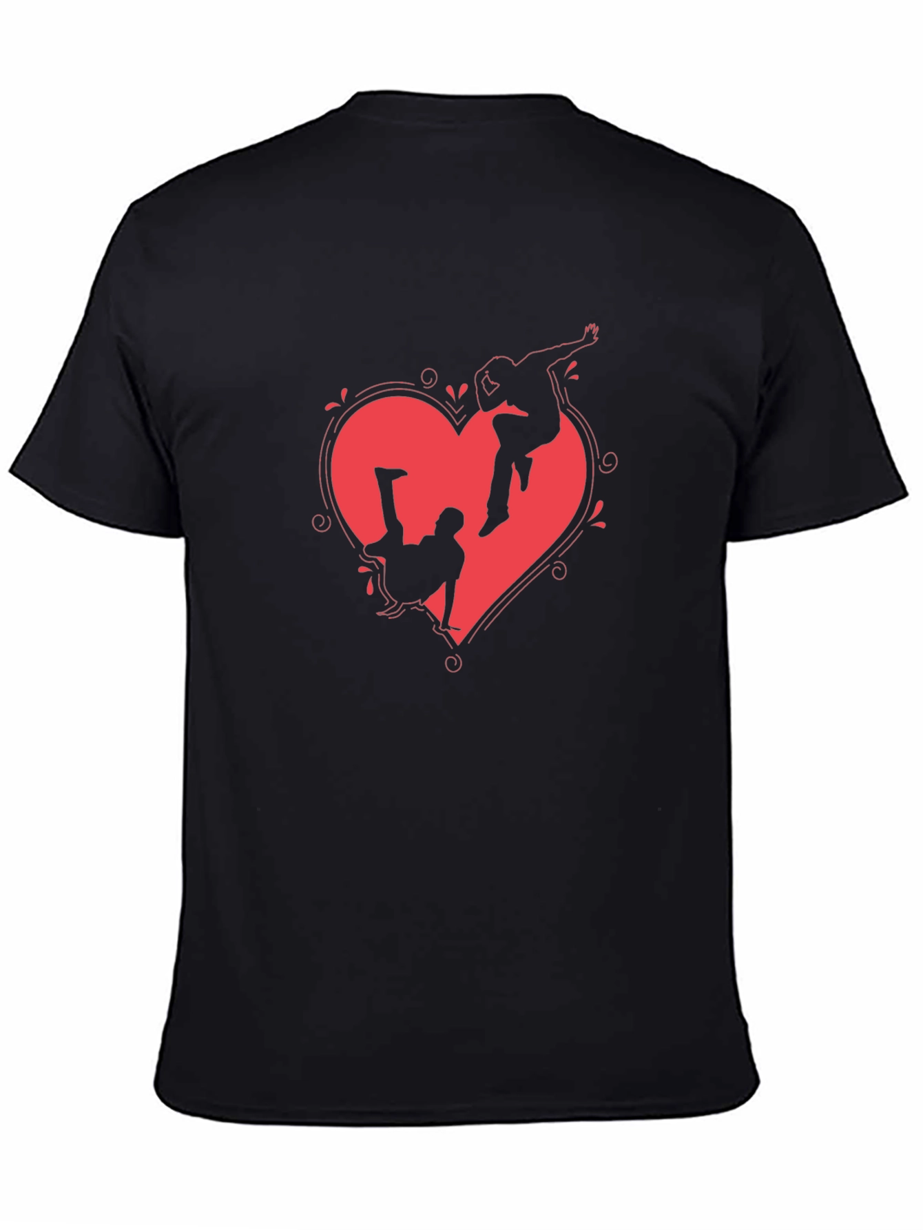 Heart Breakdance Graphic Tee - Black Crewneck T-Shirt