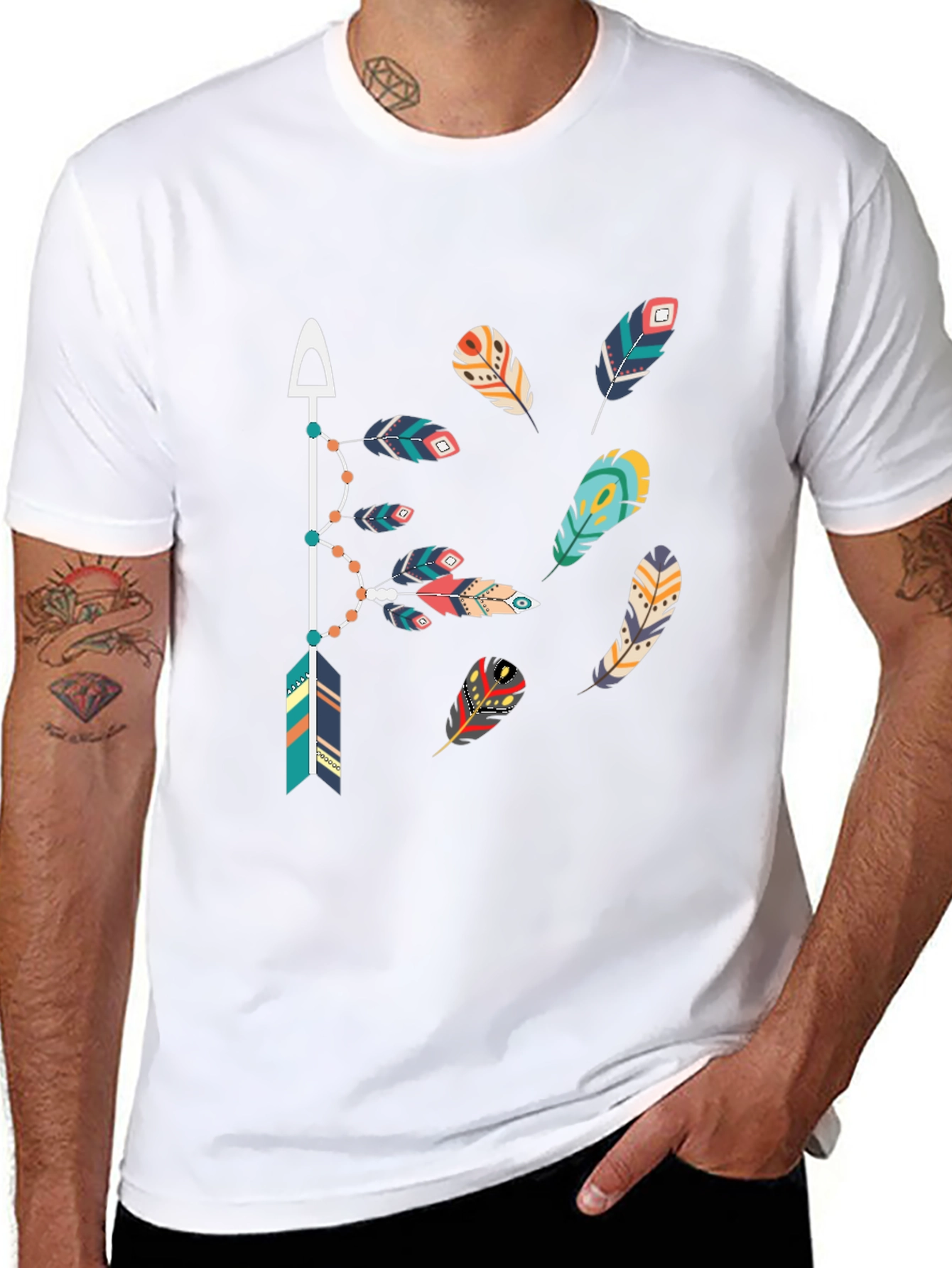 Feather Arrow Graphic Tee - Casual Black T-Shirt