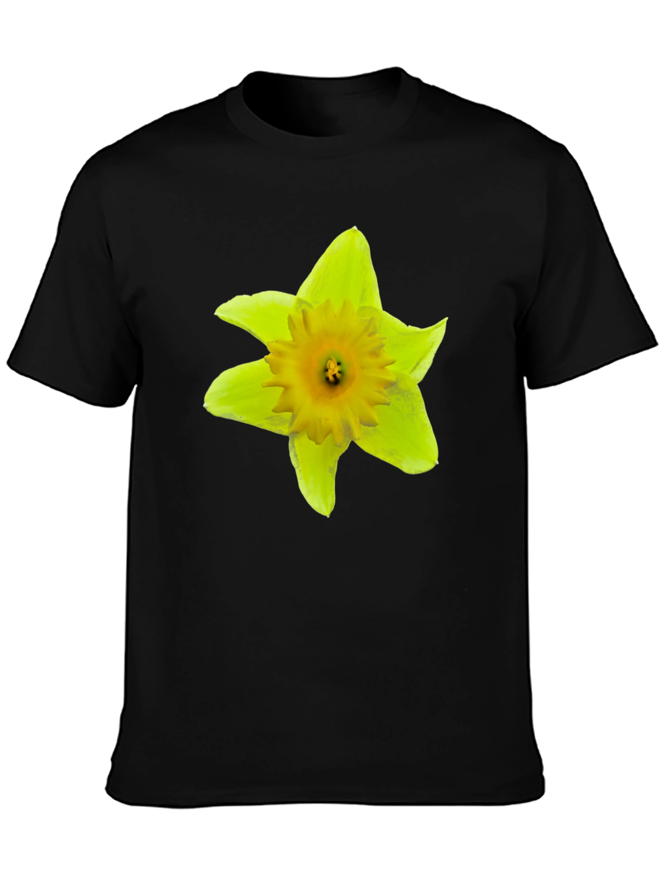 Daffodil Flower Graphic Black T-Shirt