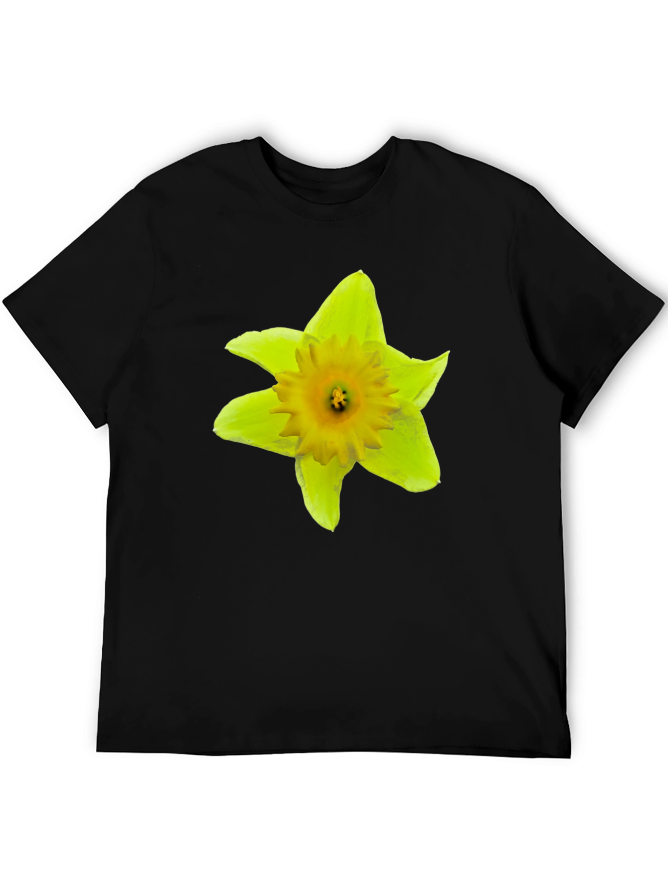 Daffodil Flower Graphic Black T-Shirt