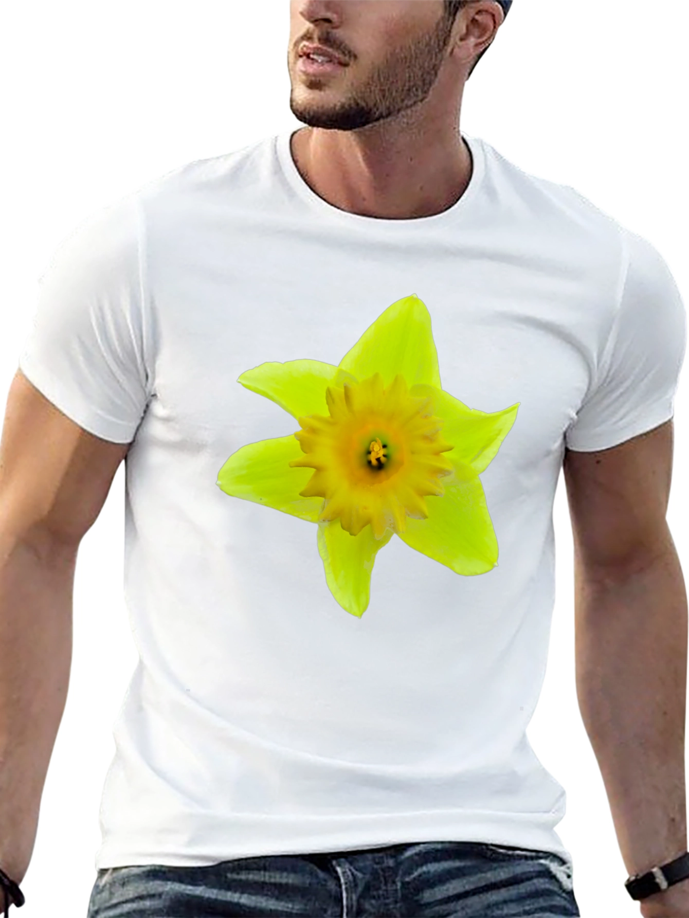 Daffodil Flower Graphic Black T-Shirt