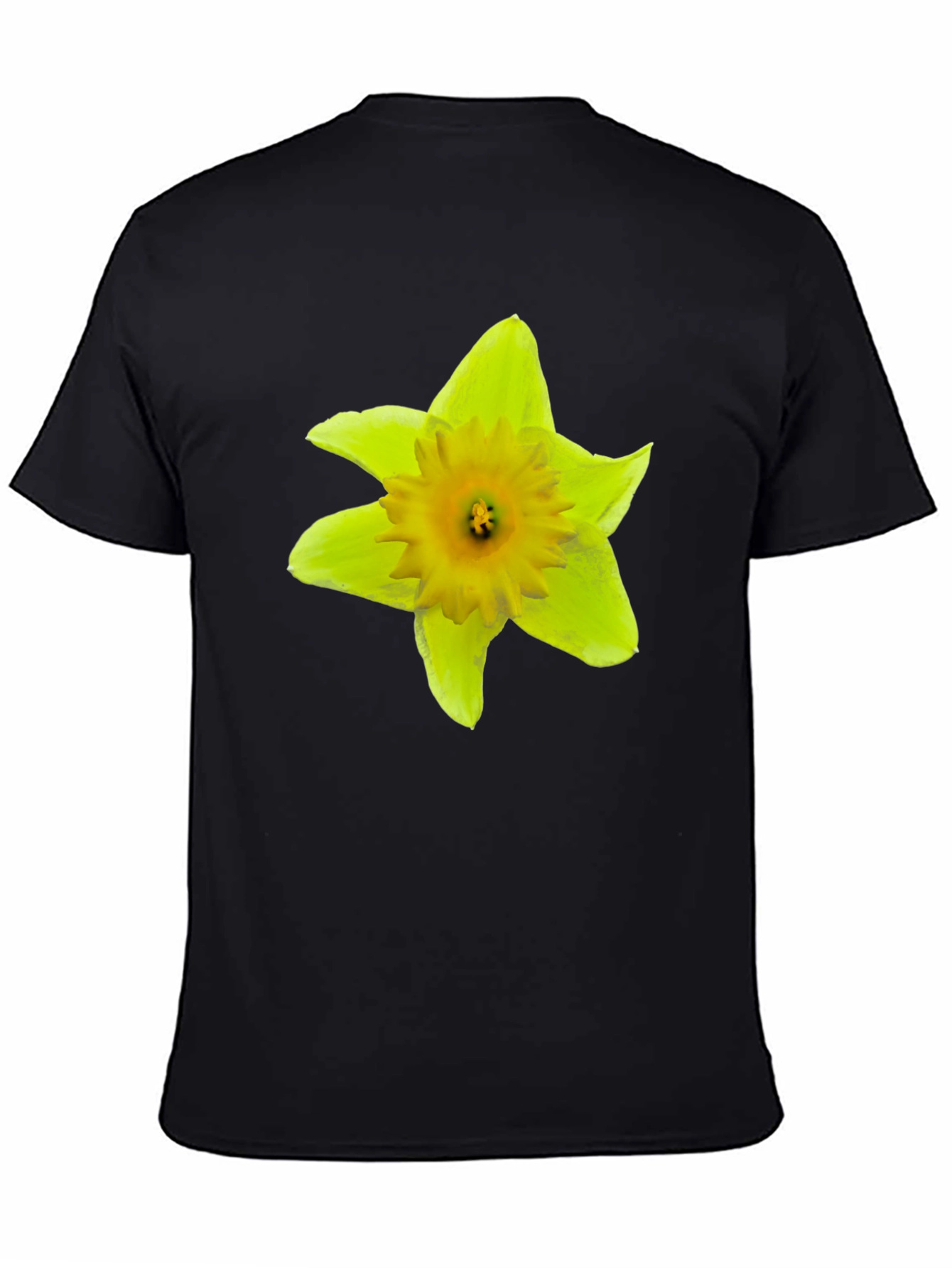 Daffodil Flower Graphic Black T-Shirt