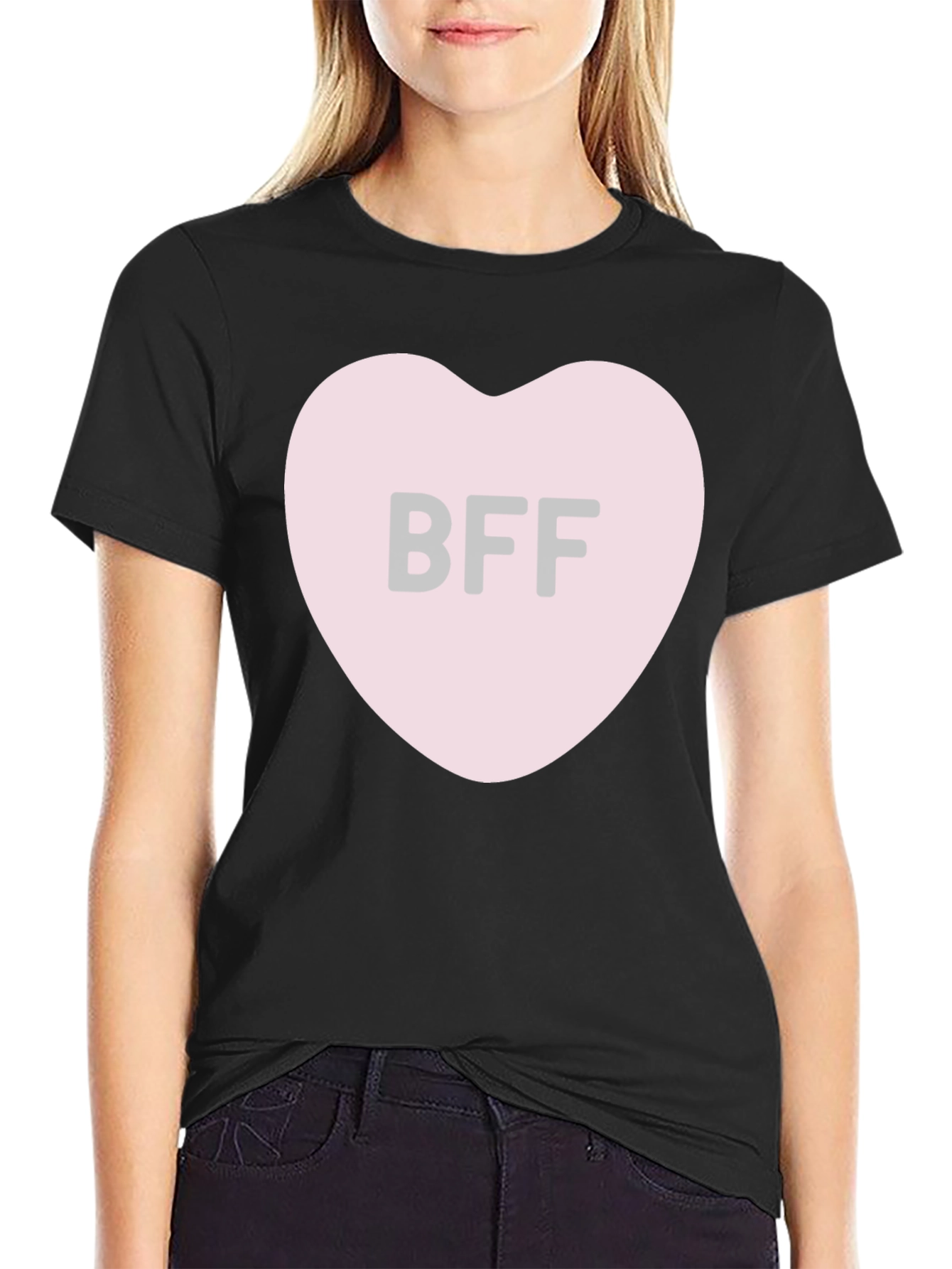 BFF Heart Graphic Black T-Shirt