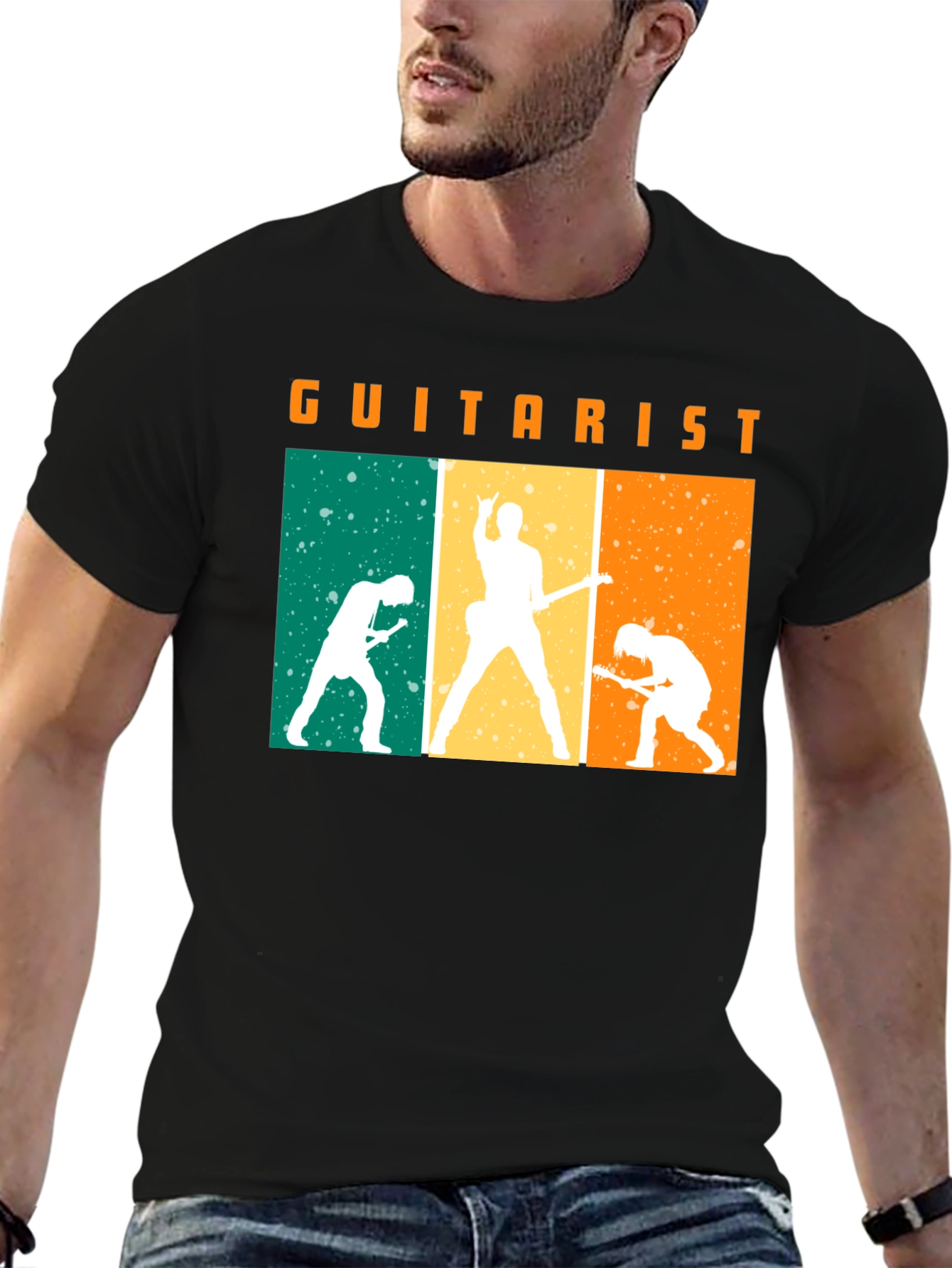 Guitarist Silhouette Graphic Black T-Shirt