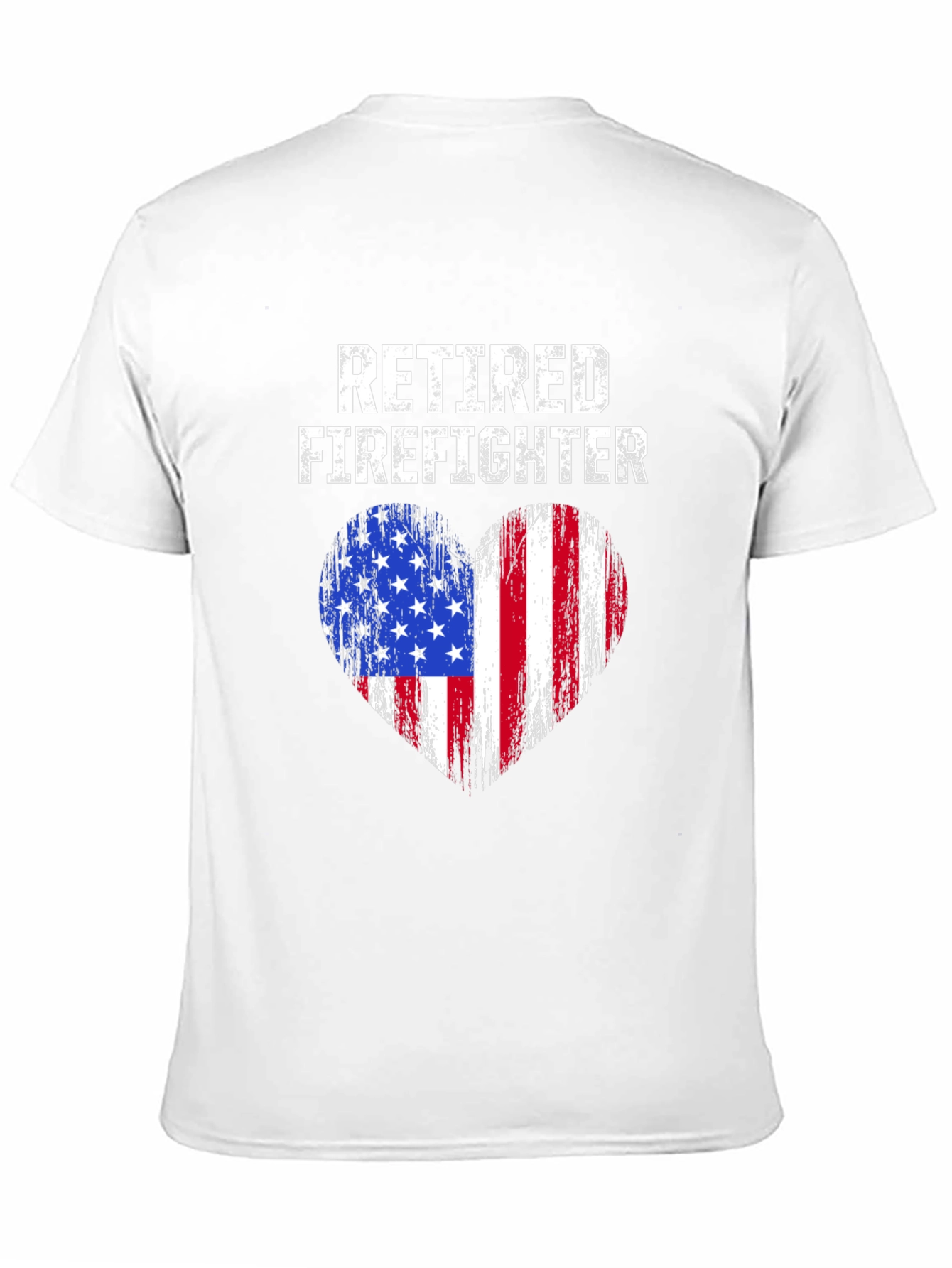 Retired Firefighter American Flag Heart T-Shirt