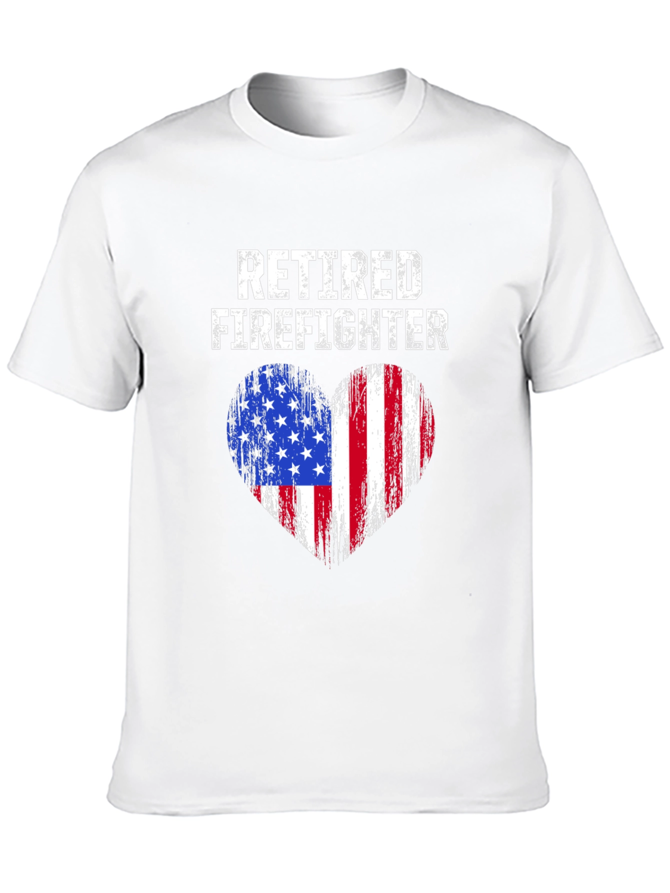Retired Firefighter American Flag Heart T-Shirt