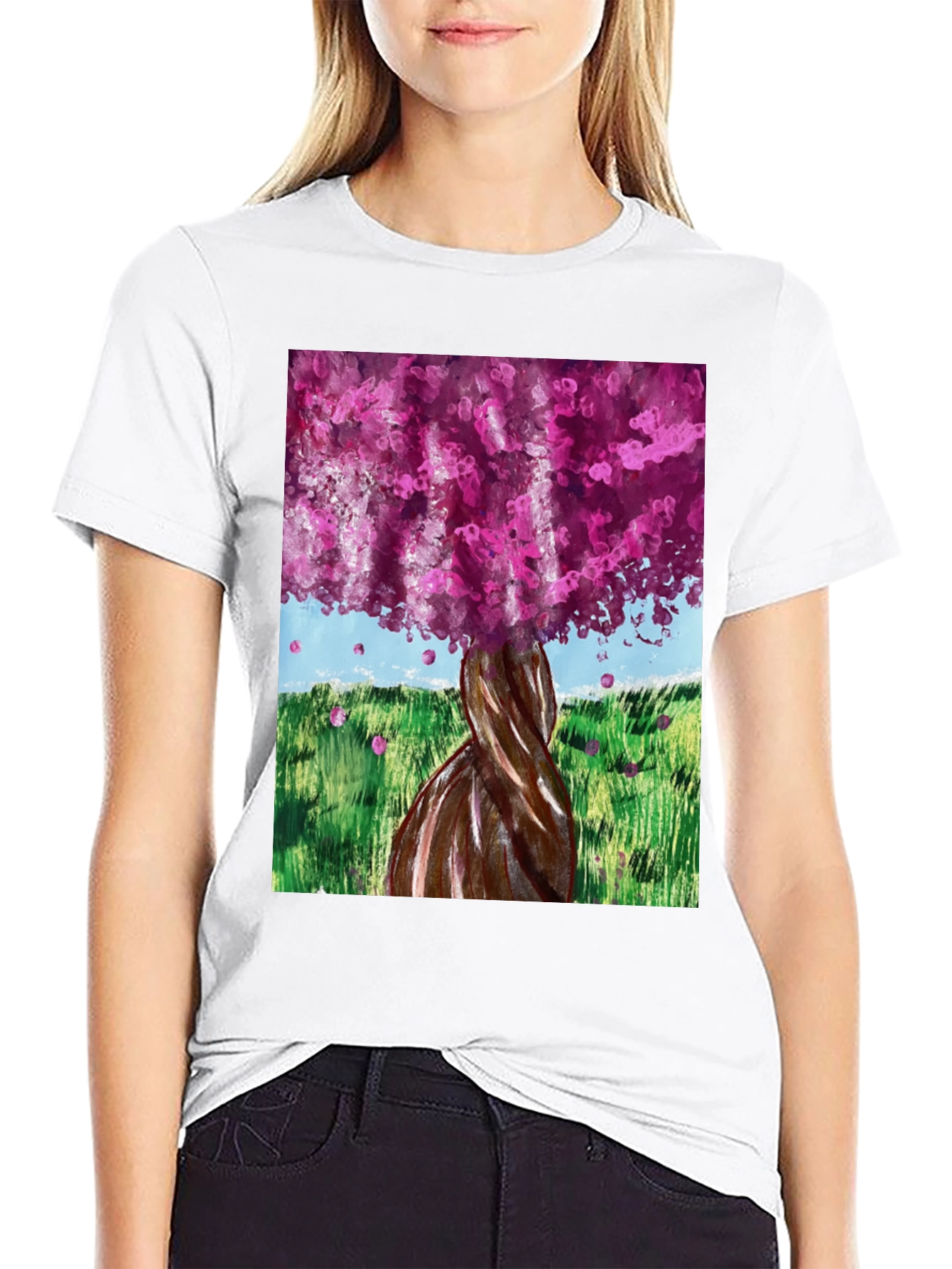 Pink Blossom Tree Graphic Tee - Nature Inspired Fashion