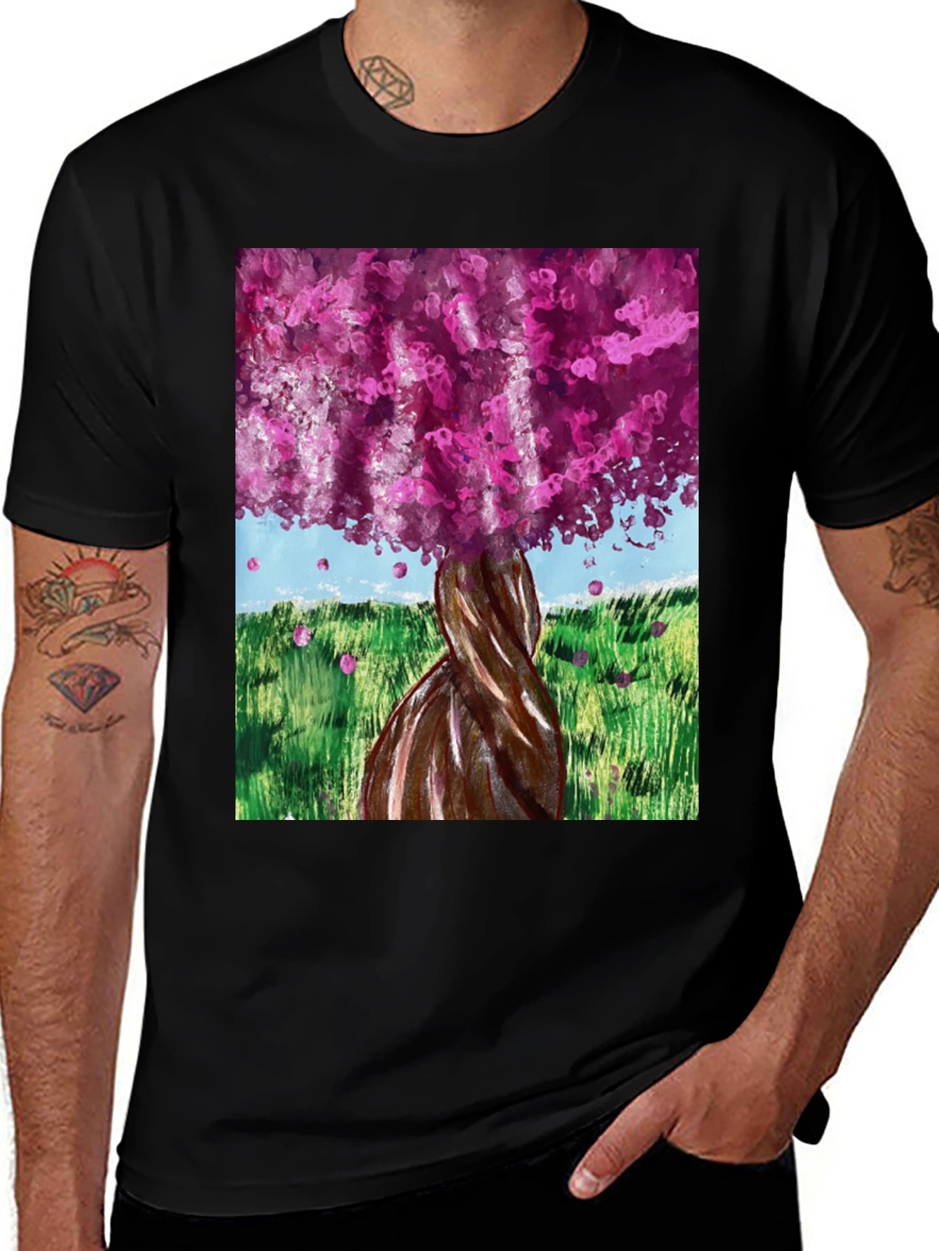 Pink Blossom Tree Graphic Tee - Nature Inspired Fashion