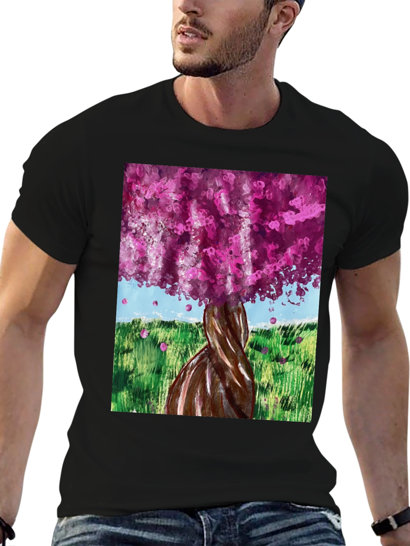 Pink Blossom Tree Graphic Tee - Nature Inspired Fashion