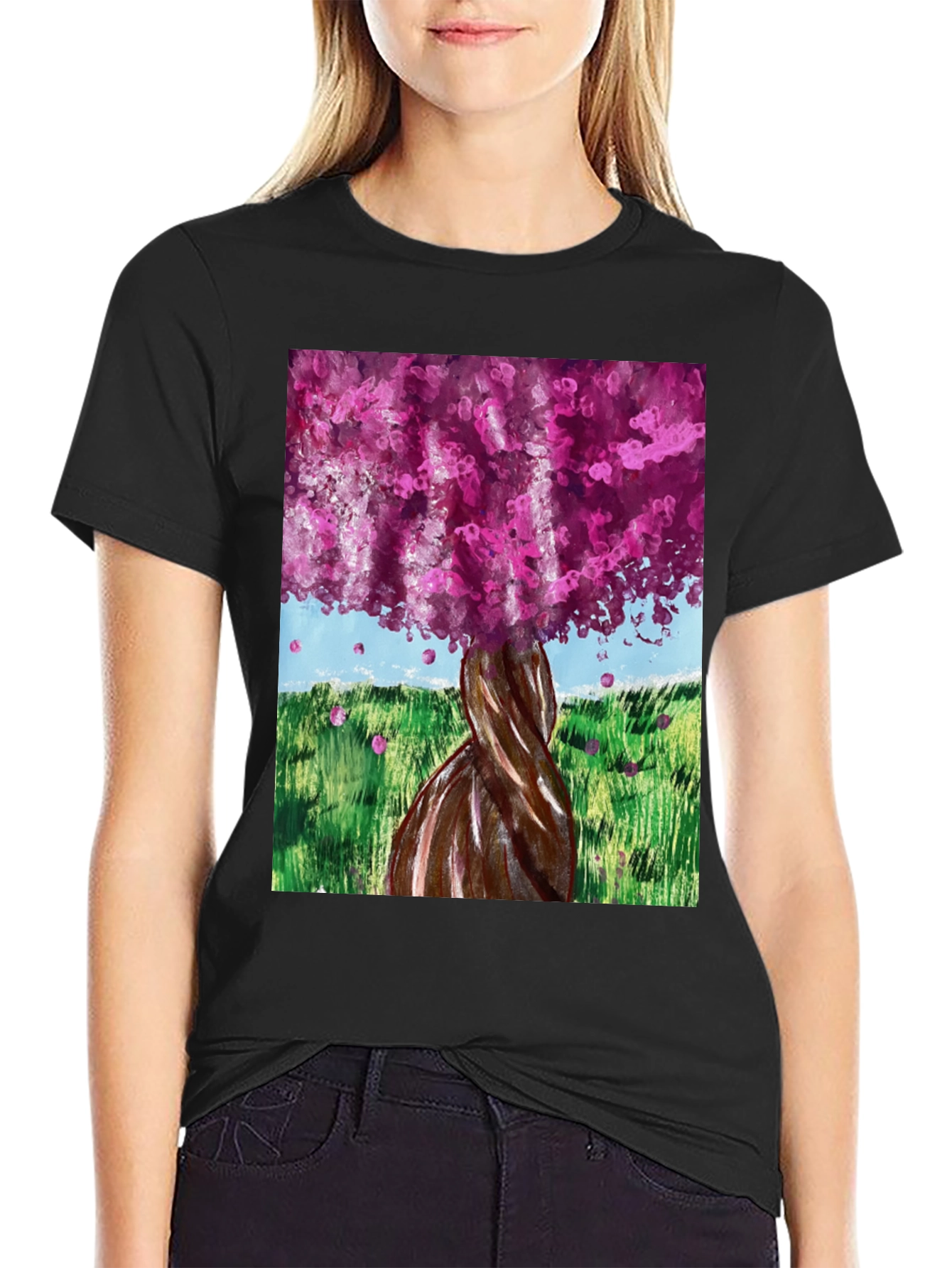 Pink Blossom Tree Graphic Tee - Nature Inspired Fashion