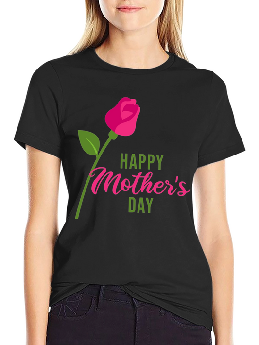 Happy Mothers Day Graphic Tee - Black Cotton