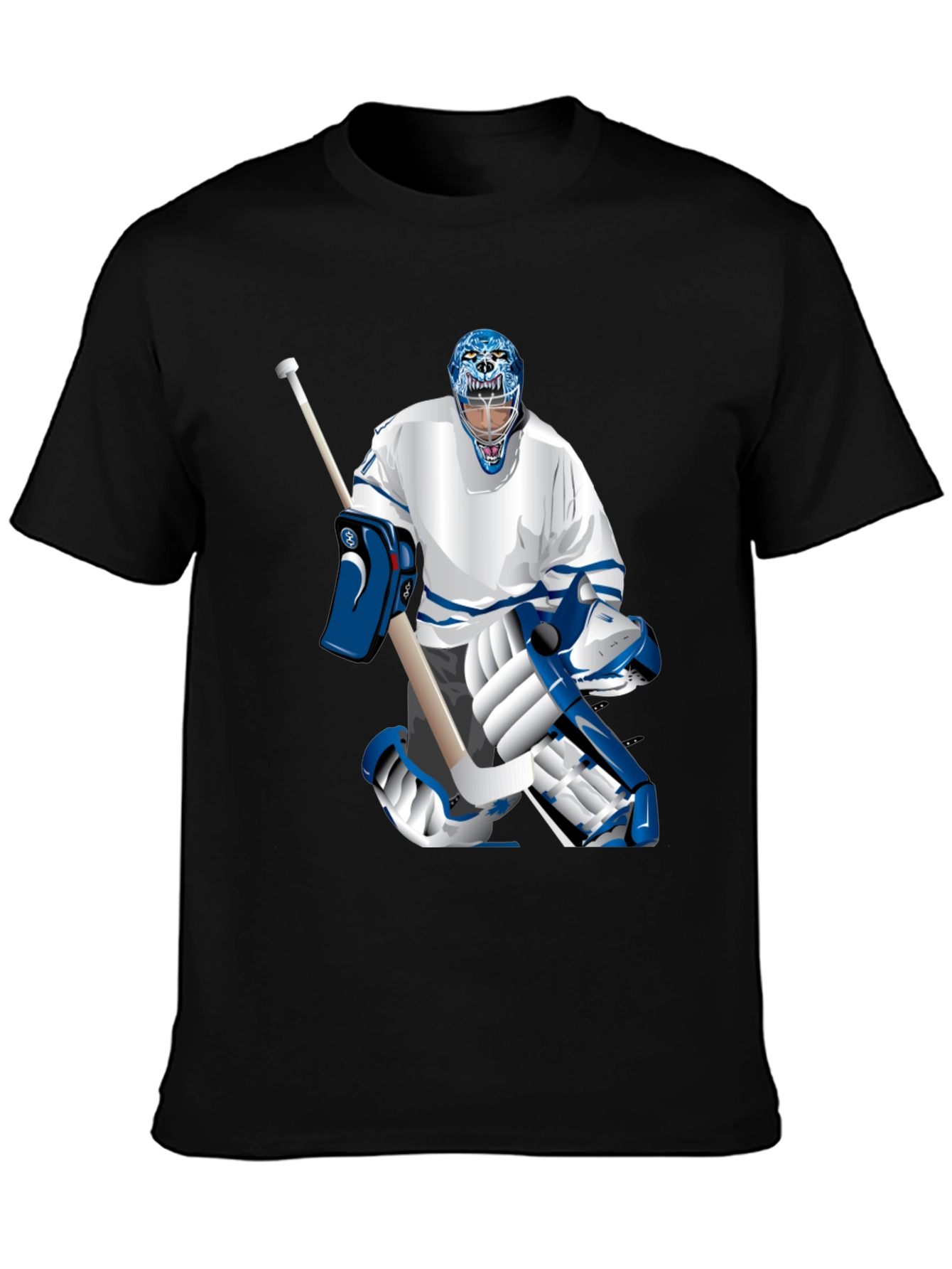 Hockey Goalie Graphic Tee - Black Cotton T-Shirt