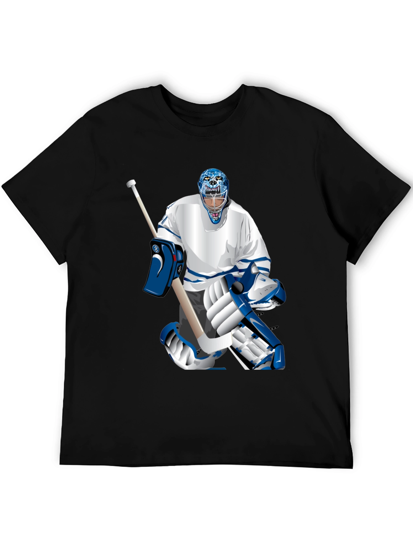 Hockey Goalie Graphic Tee - Black Cotton T-Shirt