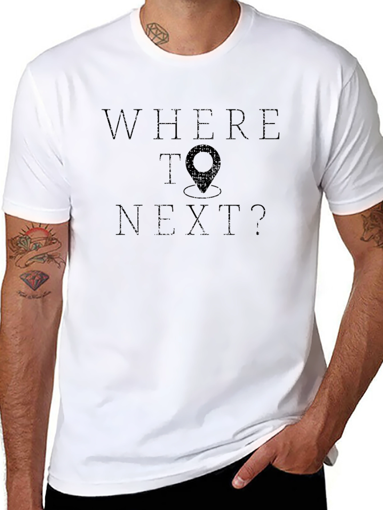 Where To Next? Black Graphic Tee