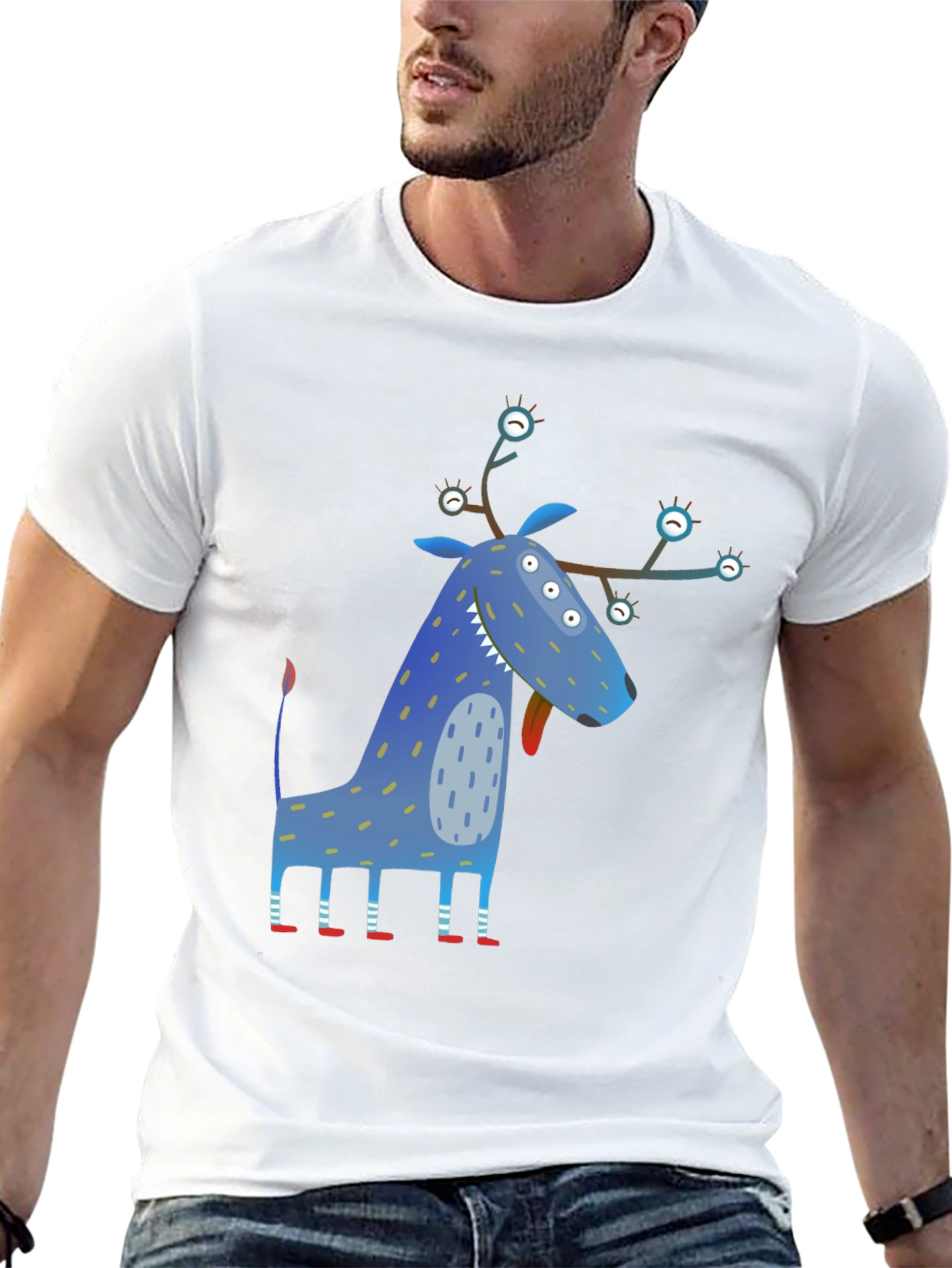Funky Blue Monster Graphic Tee - Unique Design!