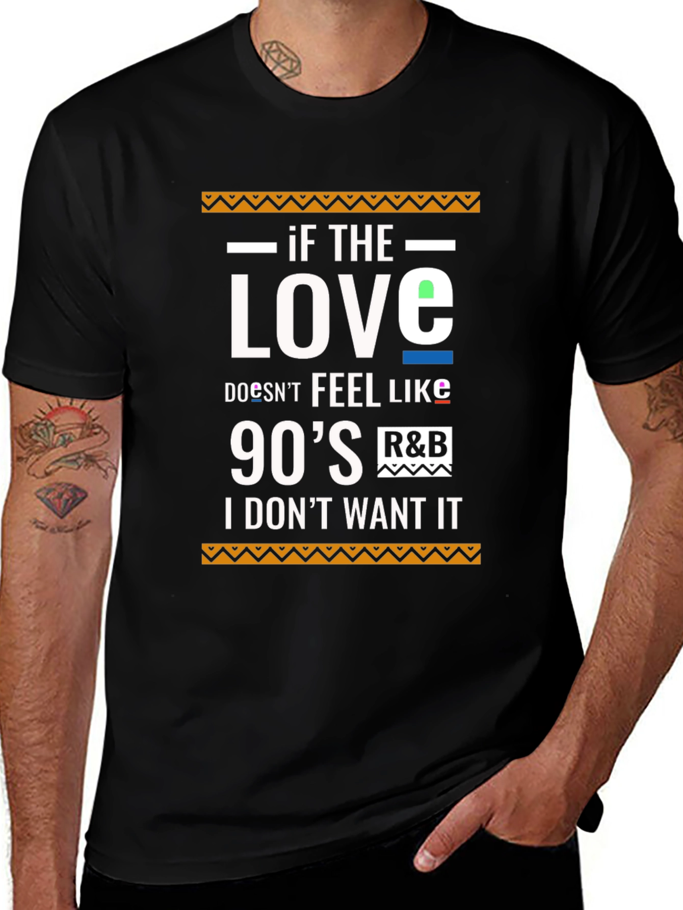 90s R&B Music Graphic Print Black T-Shirt