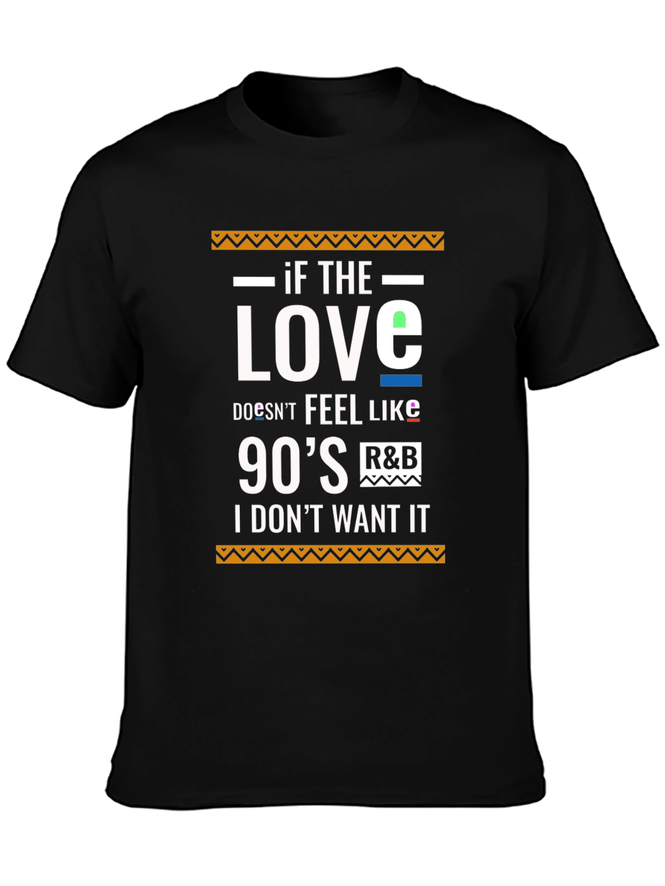 90s R&B Music Graphic Print Black T-Shirt