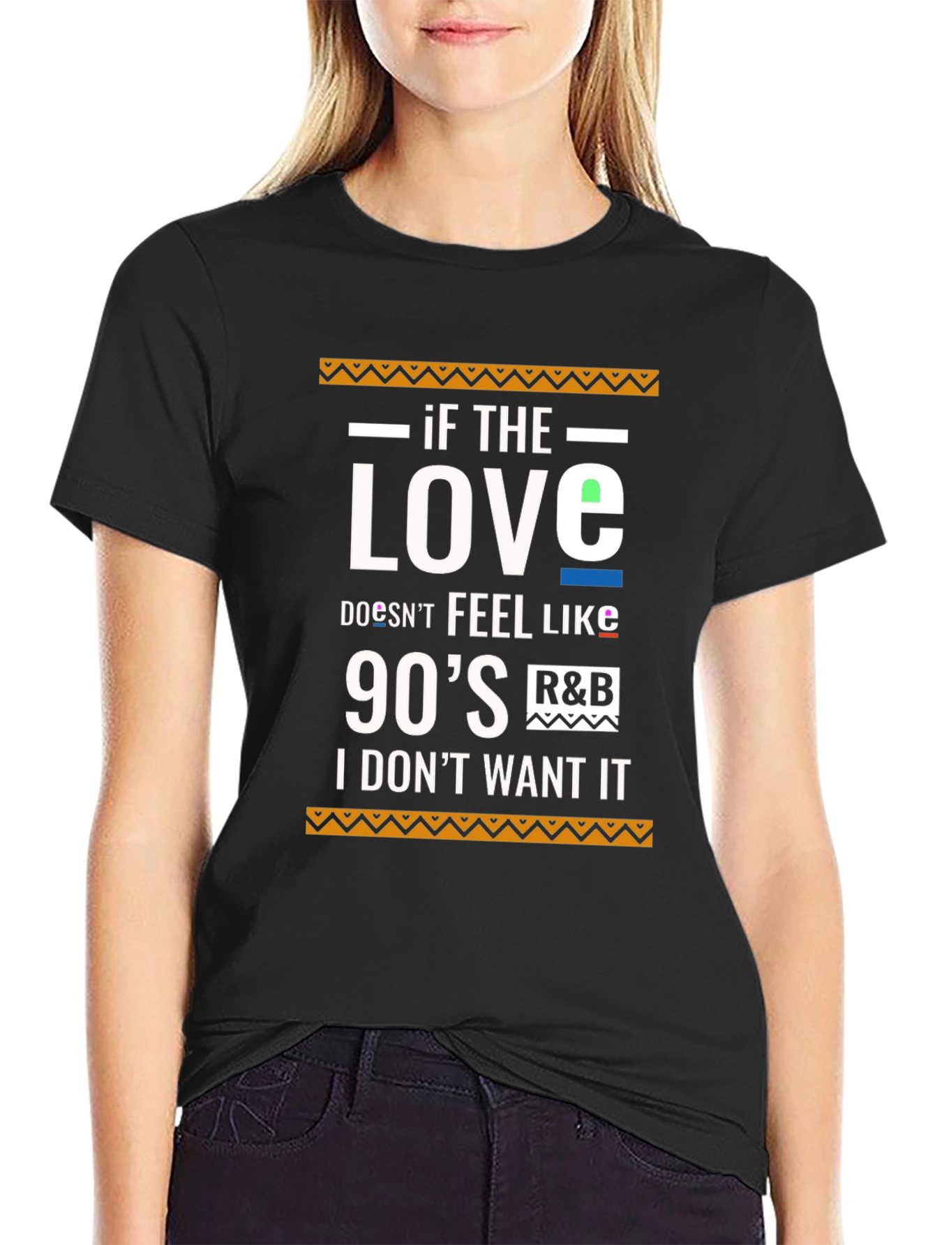 90s R&B Music Graphic Print Black T-Shirt