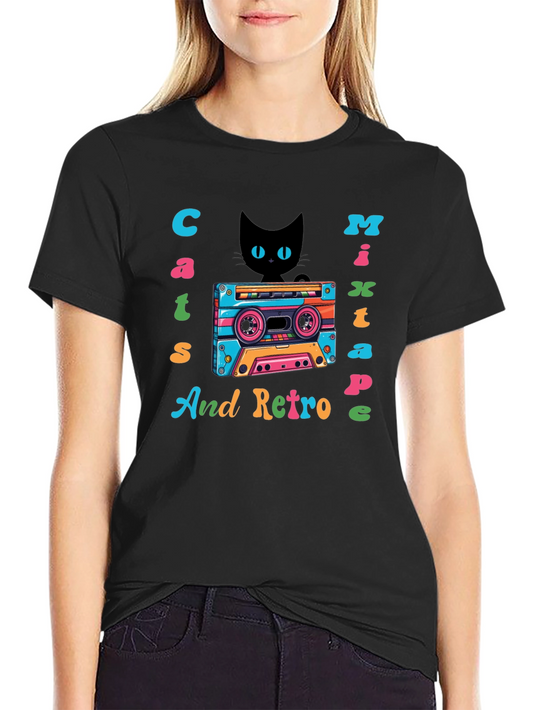 Cats Mixtape Retro Graphic Tee