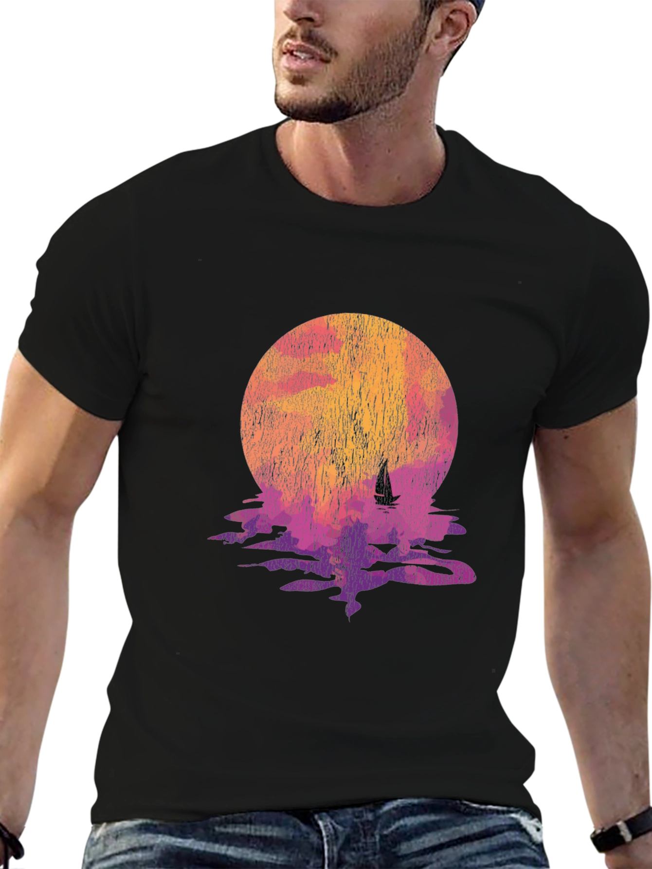 Sunset Sail Graphic Tee - Retro Style