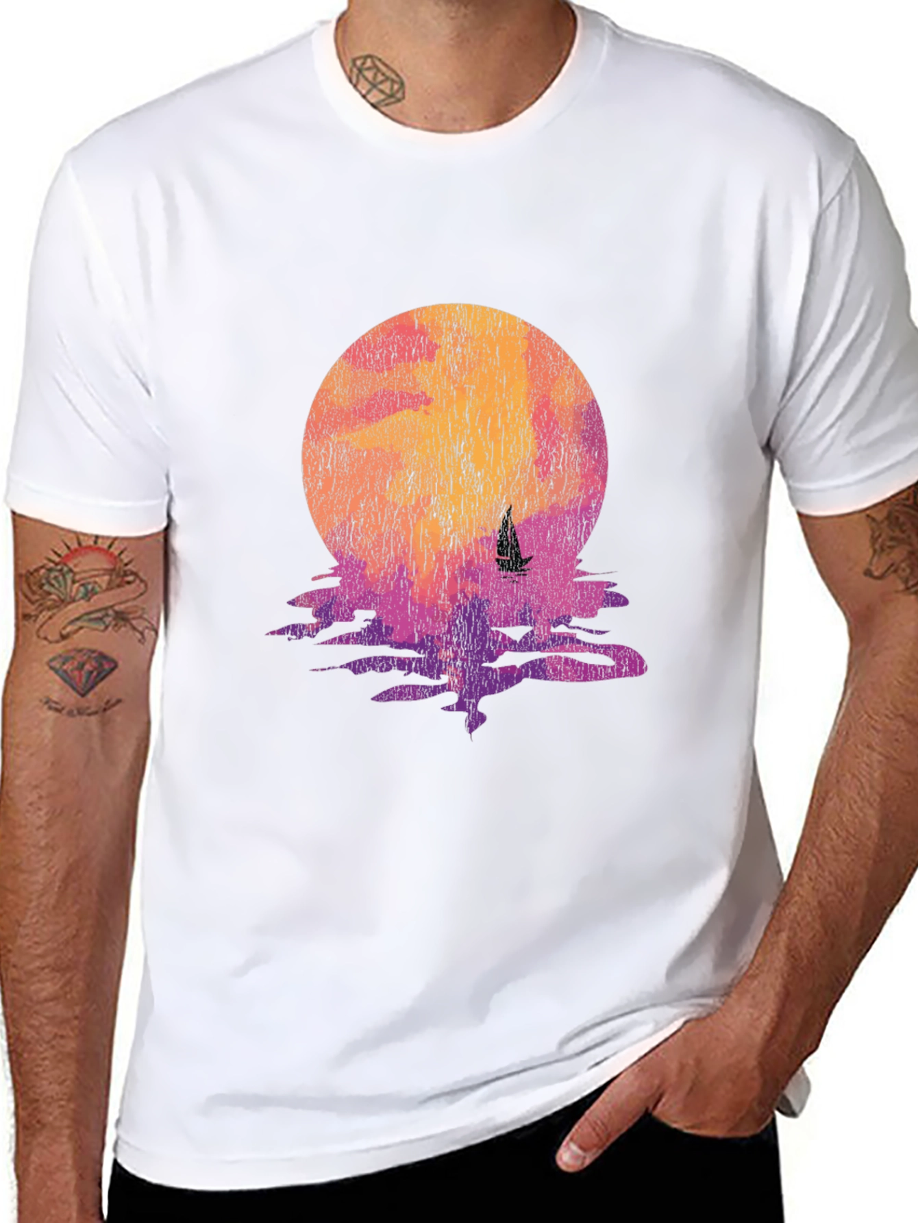 Sunset Sail Graphic Tee - Retro Style