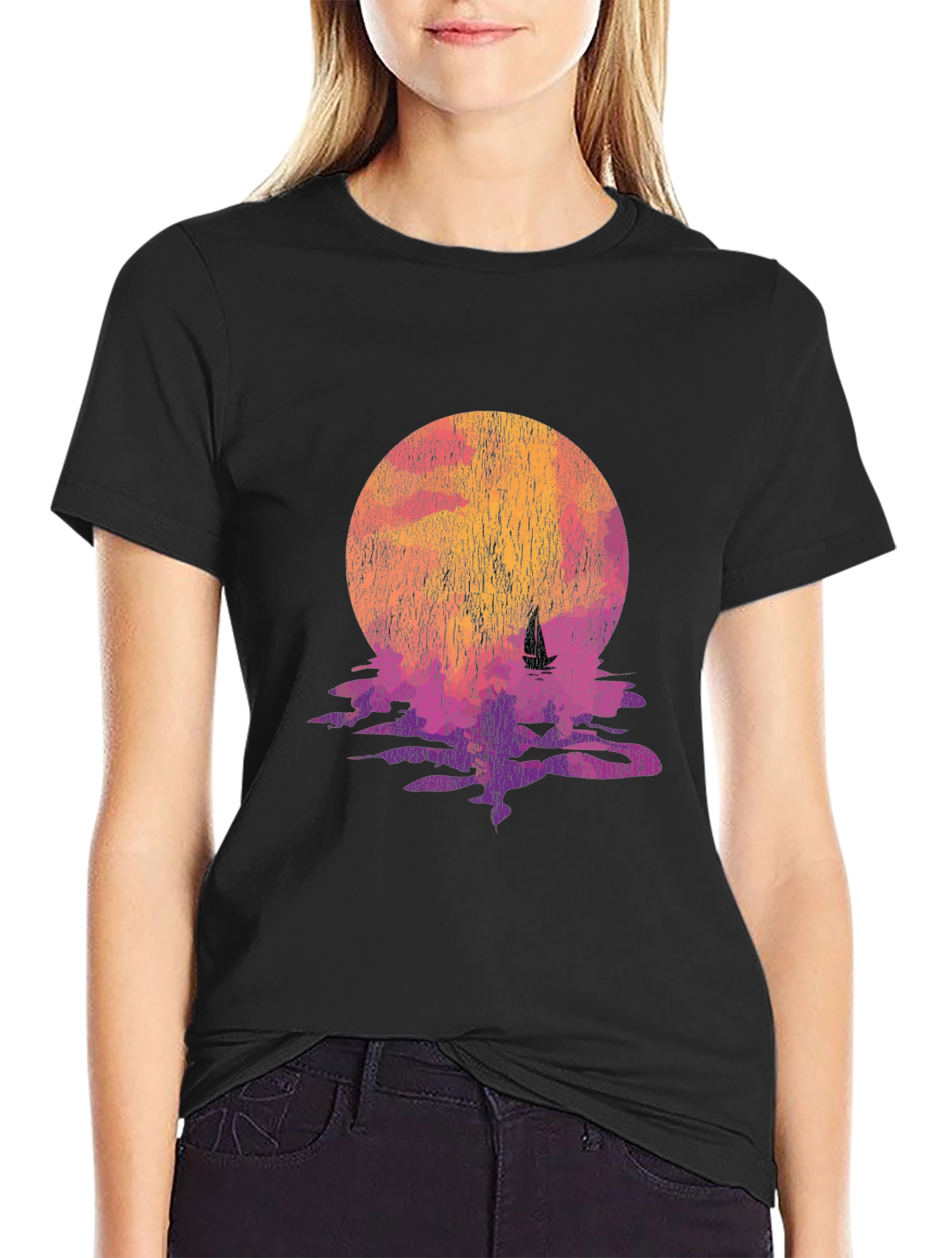 Sunset Sail Graphic Tee - Retro Style
