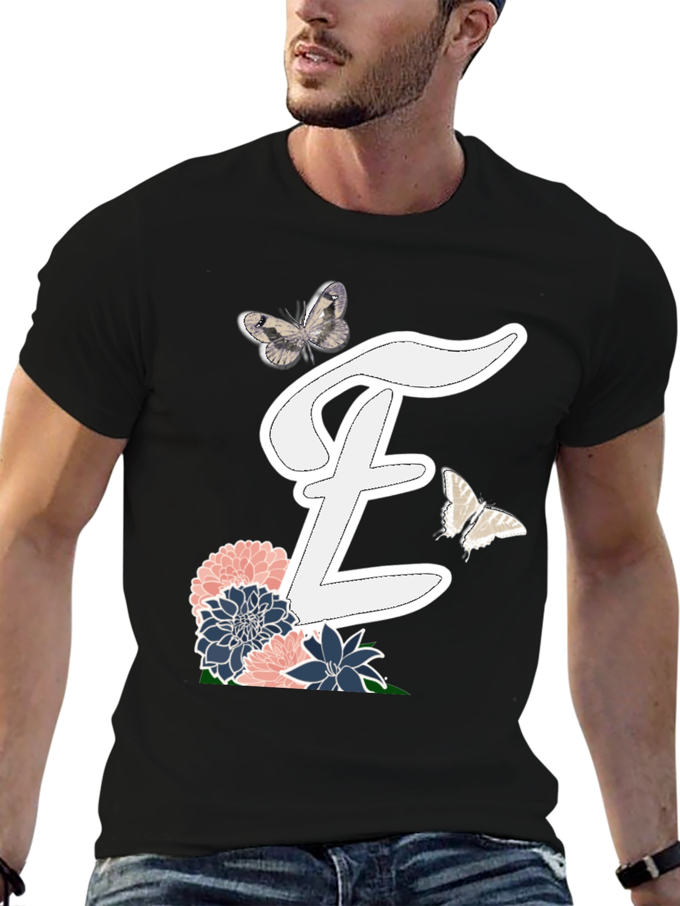 Floral Initial T-Shirt: E is for Elegant