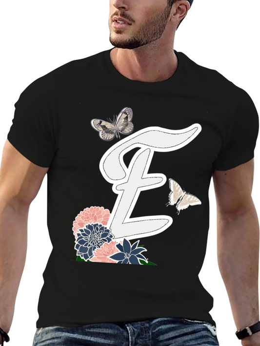 Floral Initial T-Shirt: E is for Elegant