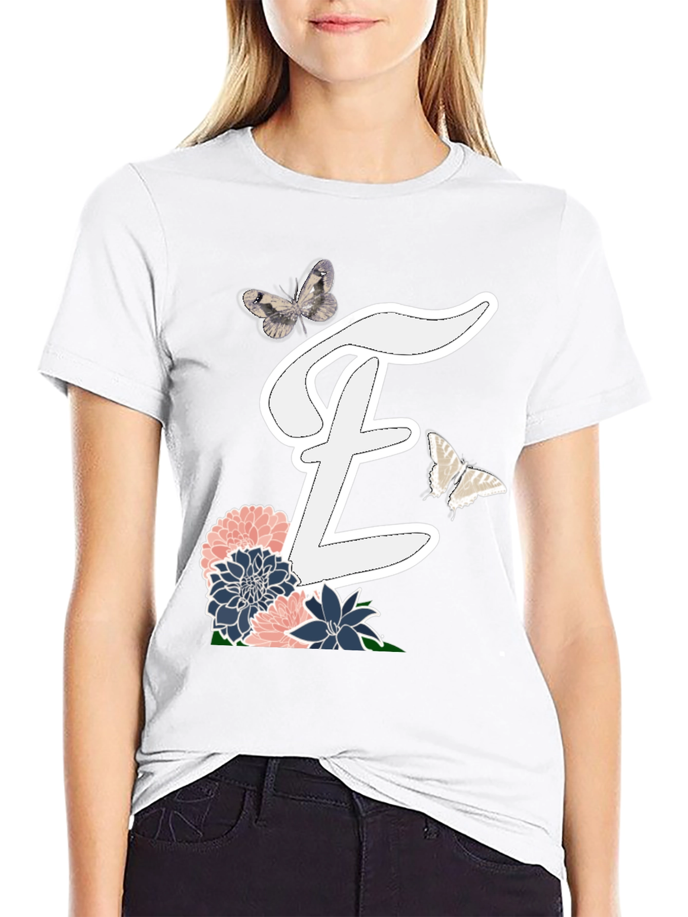 Floral Initial T-Shirt: E is for Elegant