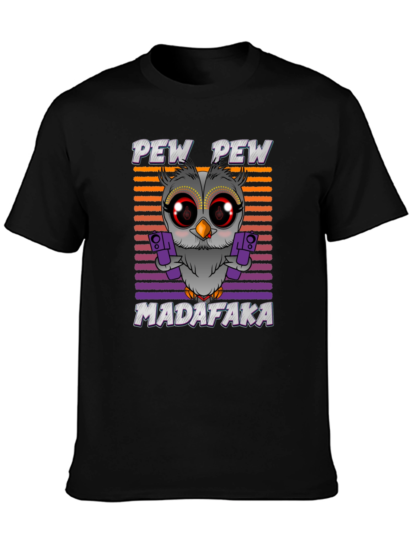 Pew Pew Madafaka Owl Graphic T-Shirt