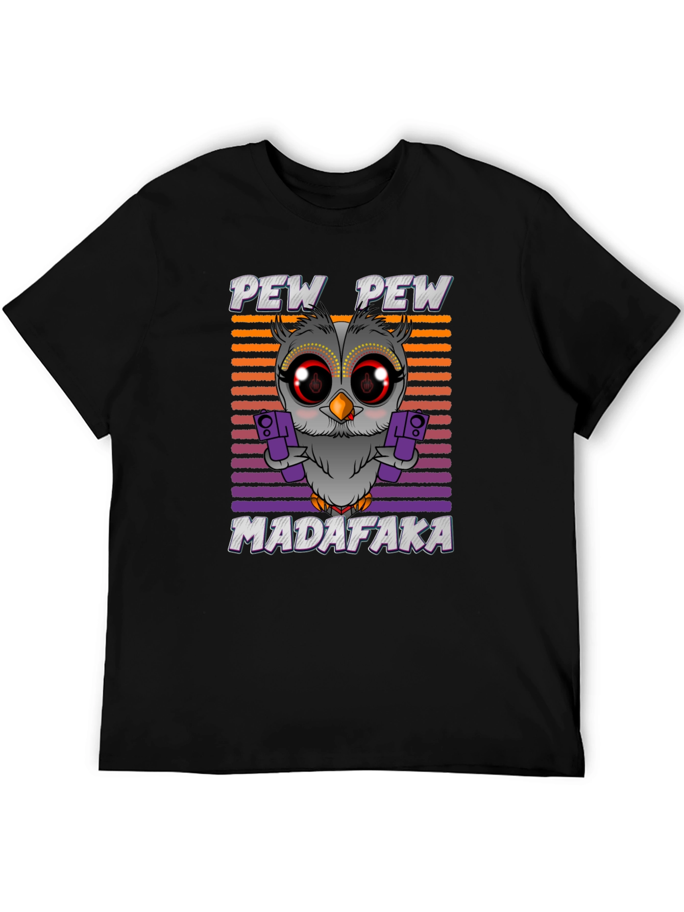 Pew Pew Madafaka Owl Graphic T-Shirt