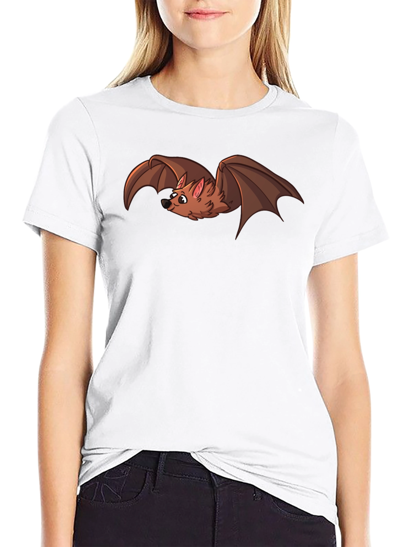 Cartoon Bat Graphic T-Shirt - Soft Cotton Blend Tee