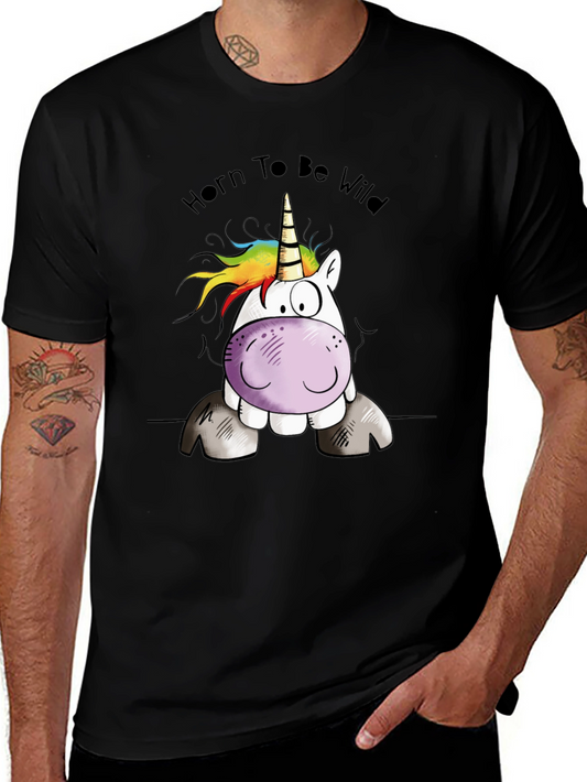 Unicorn Horn To Be Wild Black Graphic Tee