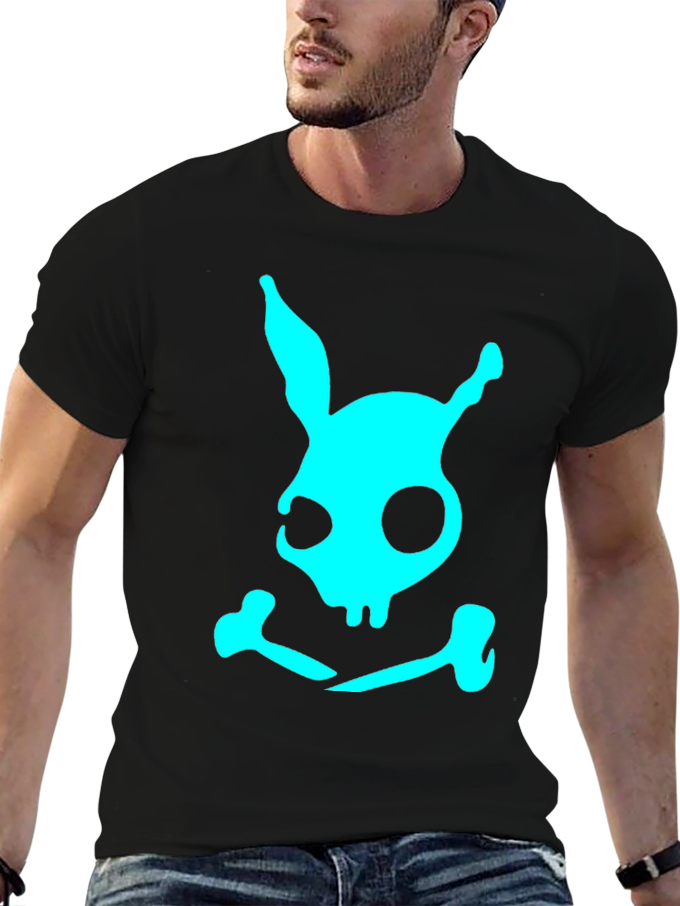Skull Bunny Graphic T-Shirt - Black