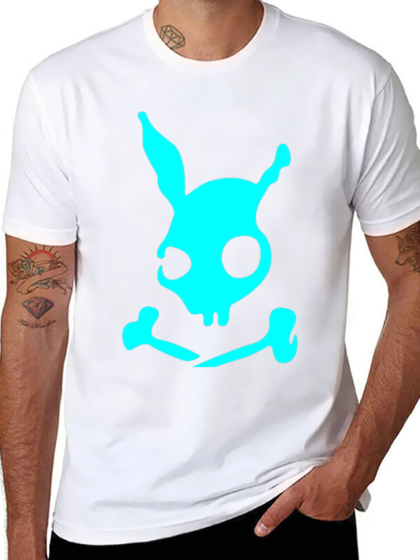 Skull Bunny Graphic T-Shirt - Black