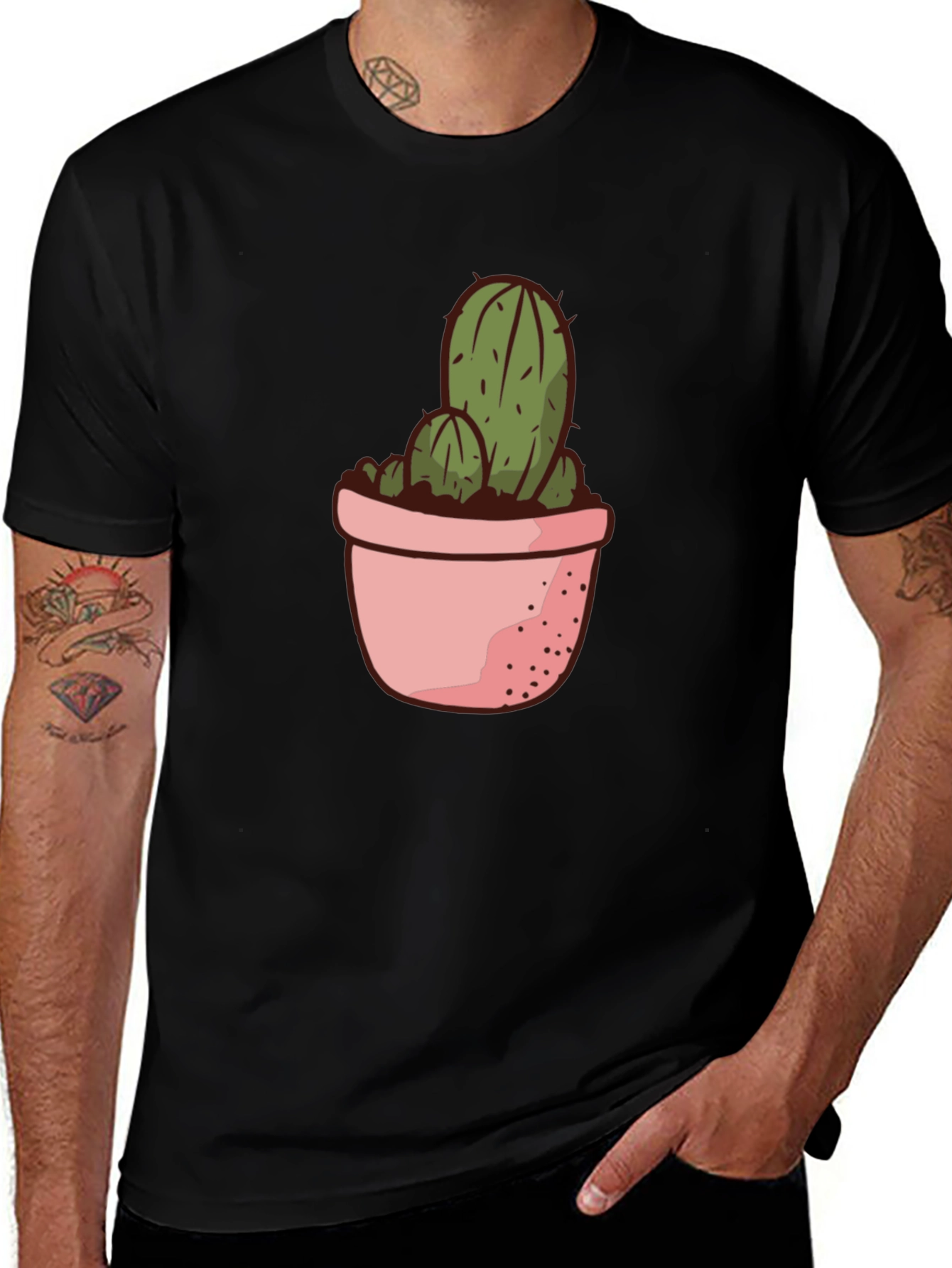 Cactus in Pot Graphic Tee - Black