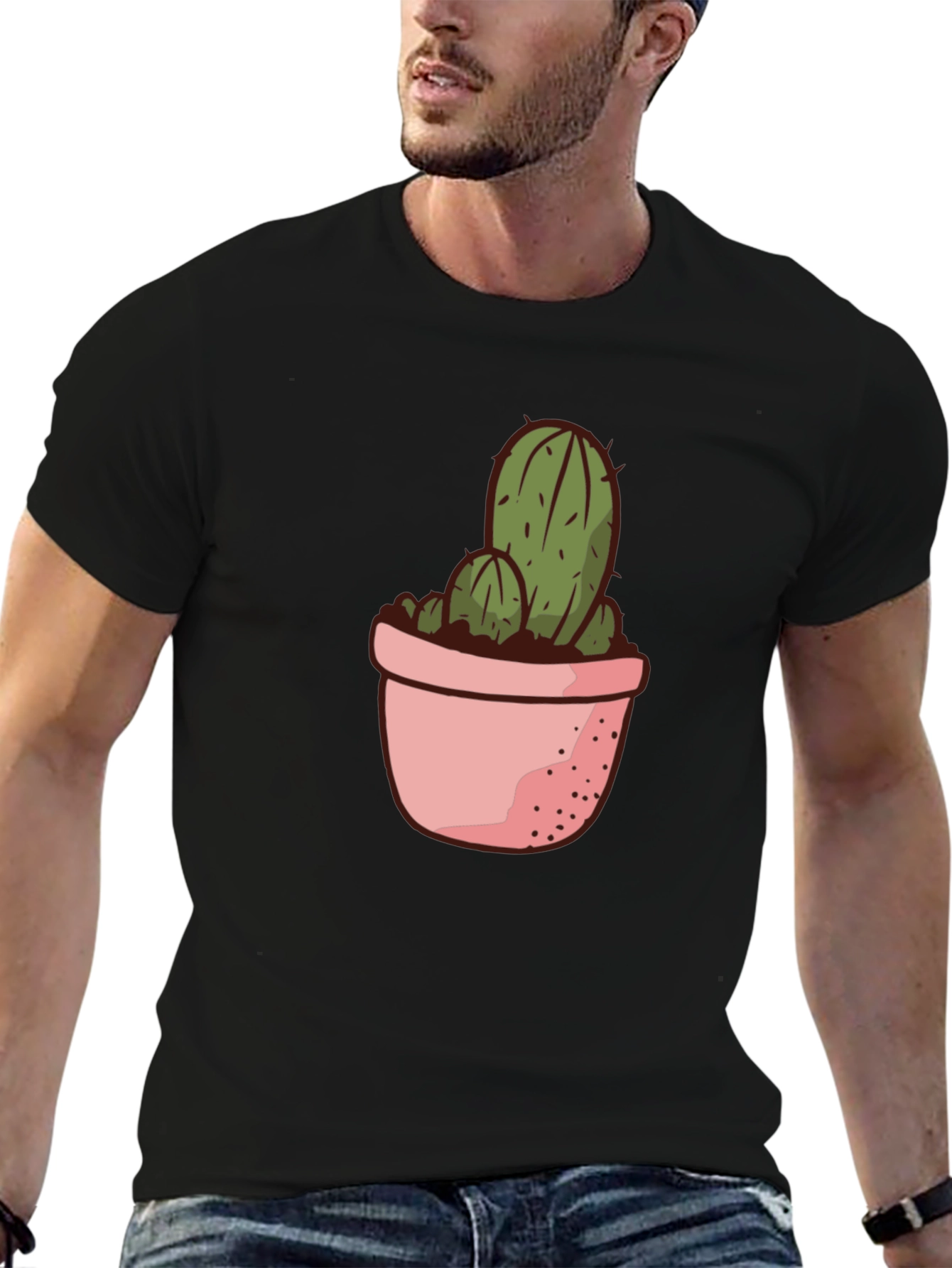 Cactus in Pot Graphic Tee - Black