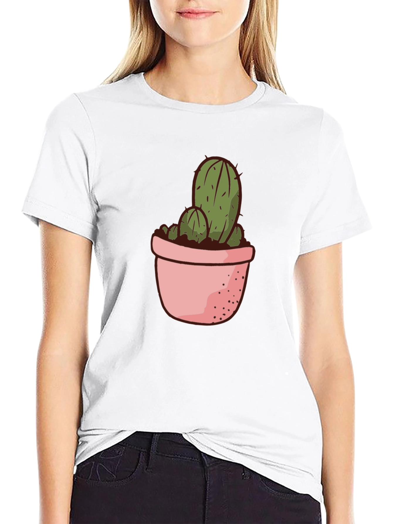Cactus in Pot Graphic Tee - Black