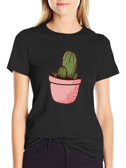 Cactus in Pot Graphic Tee - Black